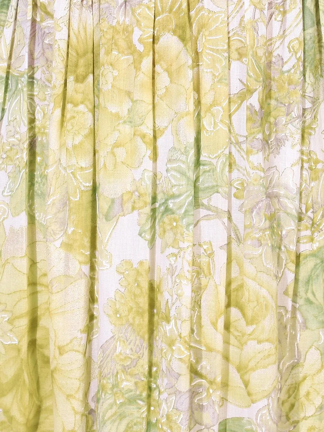 Floral Printed & Embroidered A-Line Kurta with Pants & Dupatta - Pastel Green