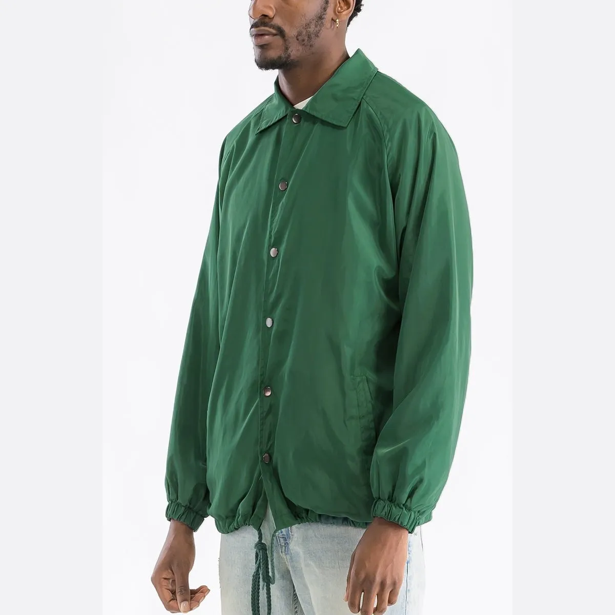 Green Solid Coach Jacket