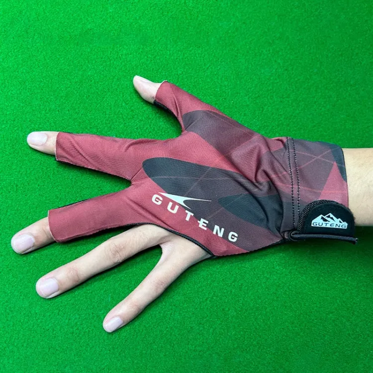 GUTENG Three Finger Thin Breathable Wear-Resistant Non-Slip Snooker Billiard Gloves, Style: Left Thumb Half Finger (Printed Black)