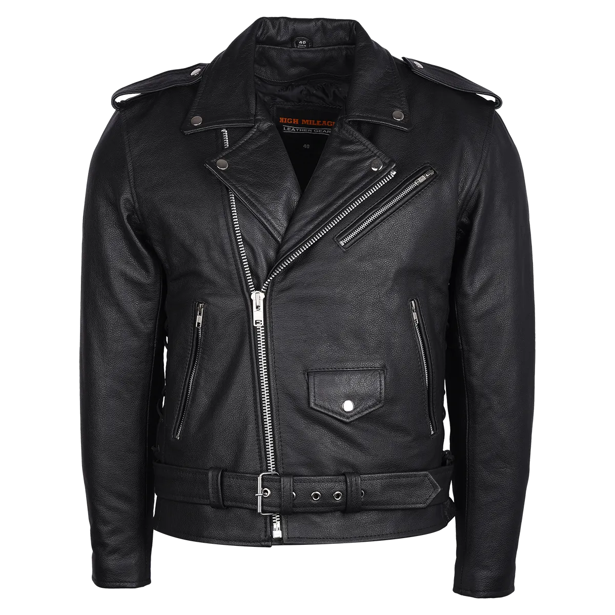 HMM525 Men's Eagle Embossed Live To Ride - Ride To Live Classic Black Leather Motorcycle Biker Jacket