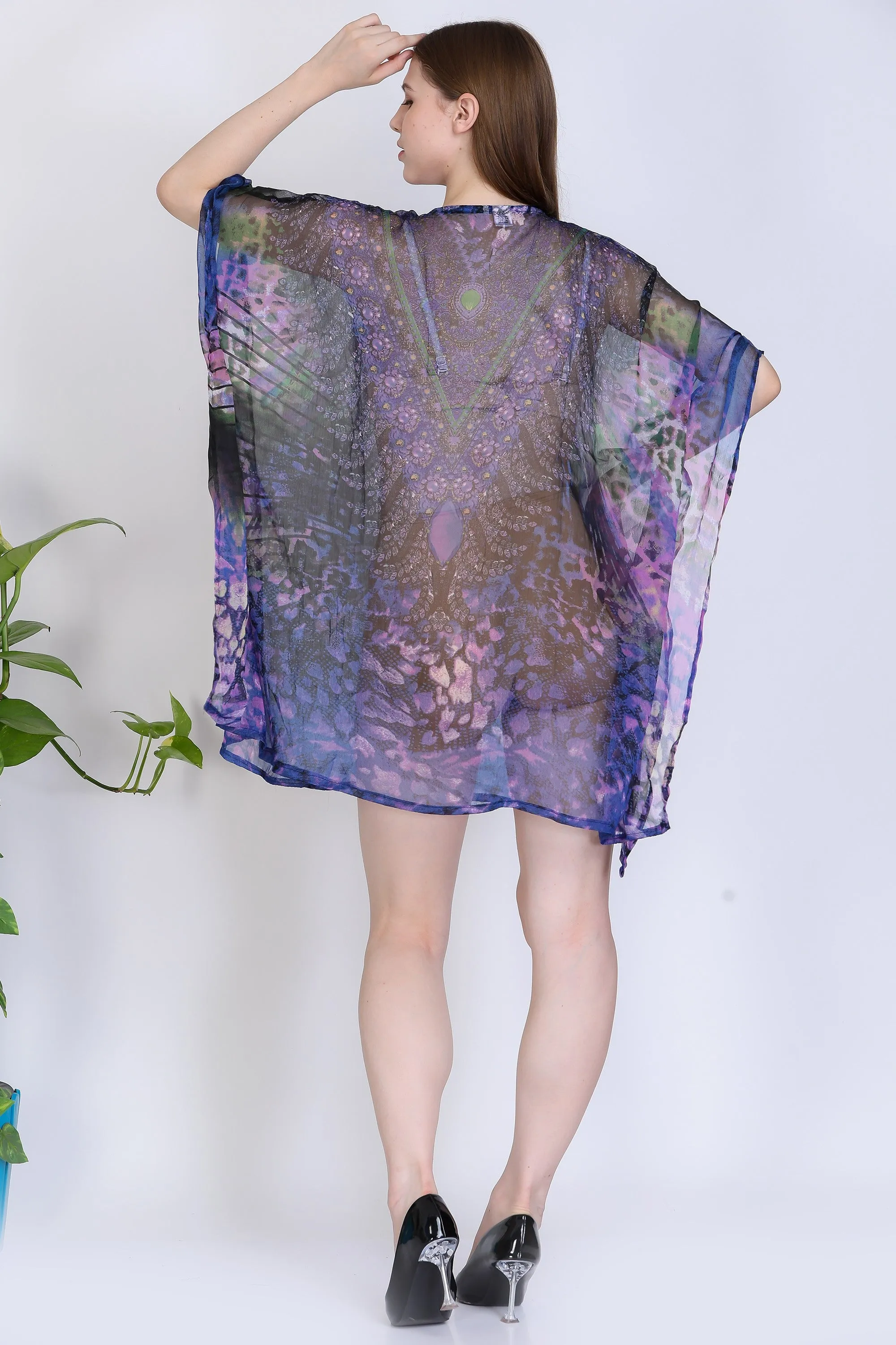 India Blue Women's Chiffon Embelished Tunic
