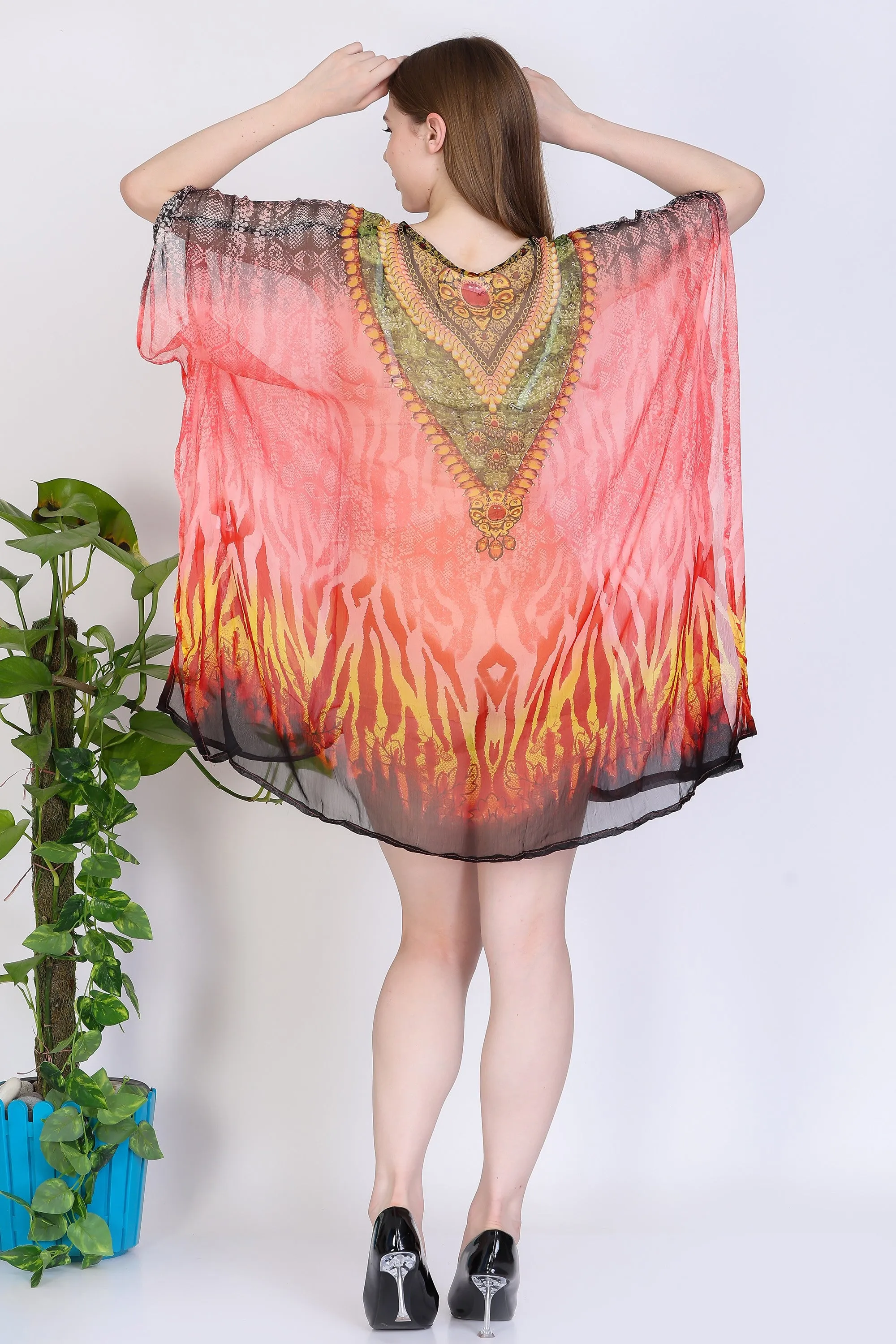 India Blue Women's Chiffon Embelished Tunic