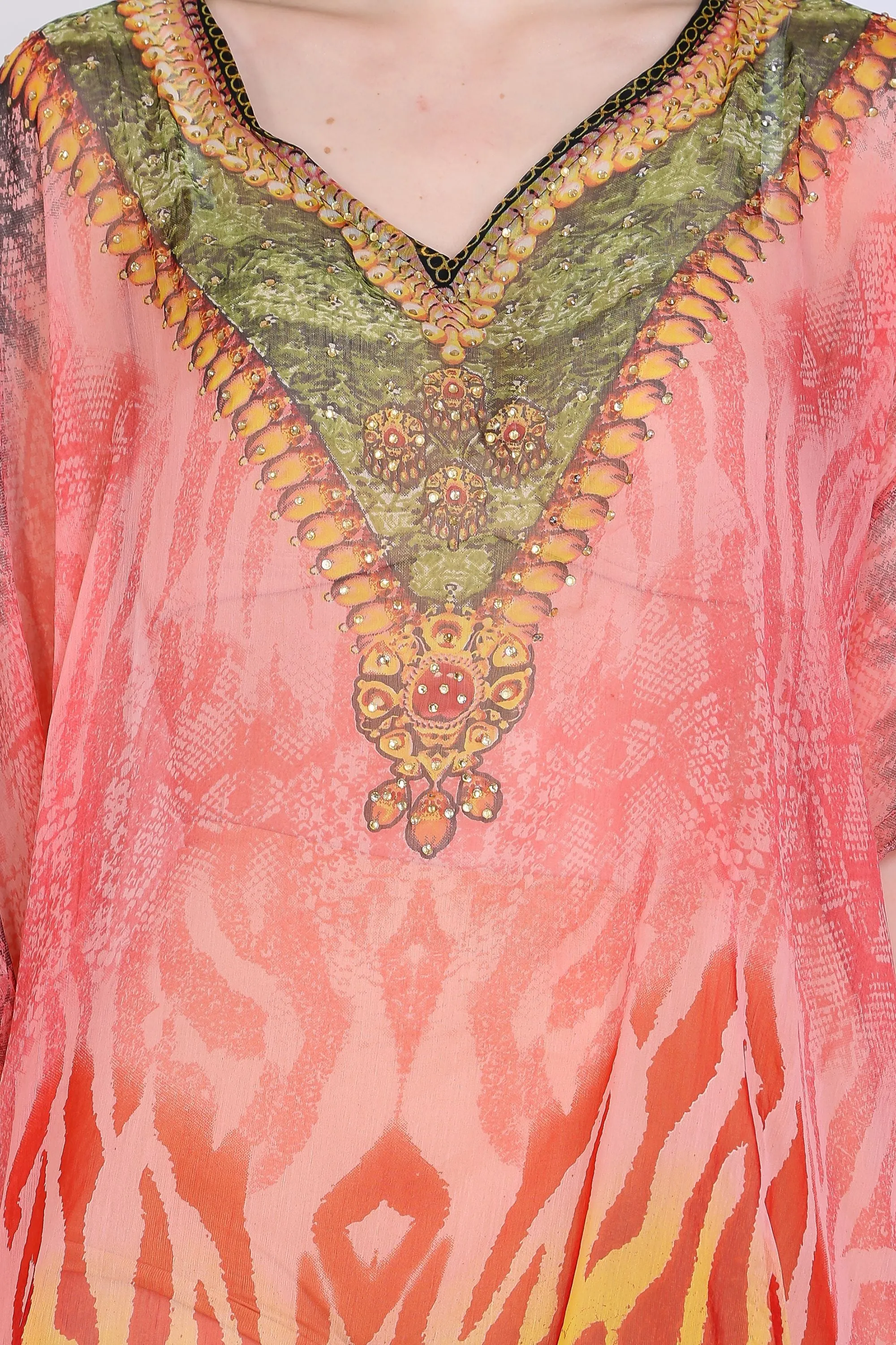 India Blue Women's Chiffon Embelished Tunic