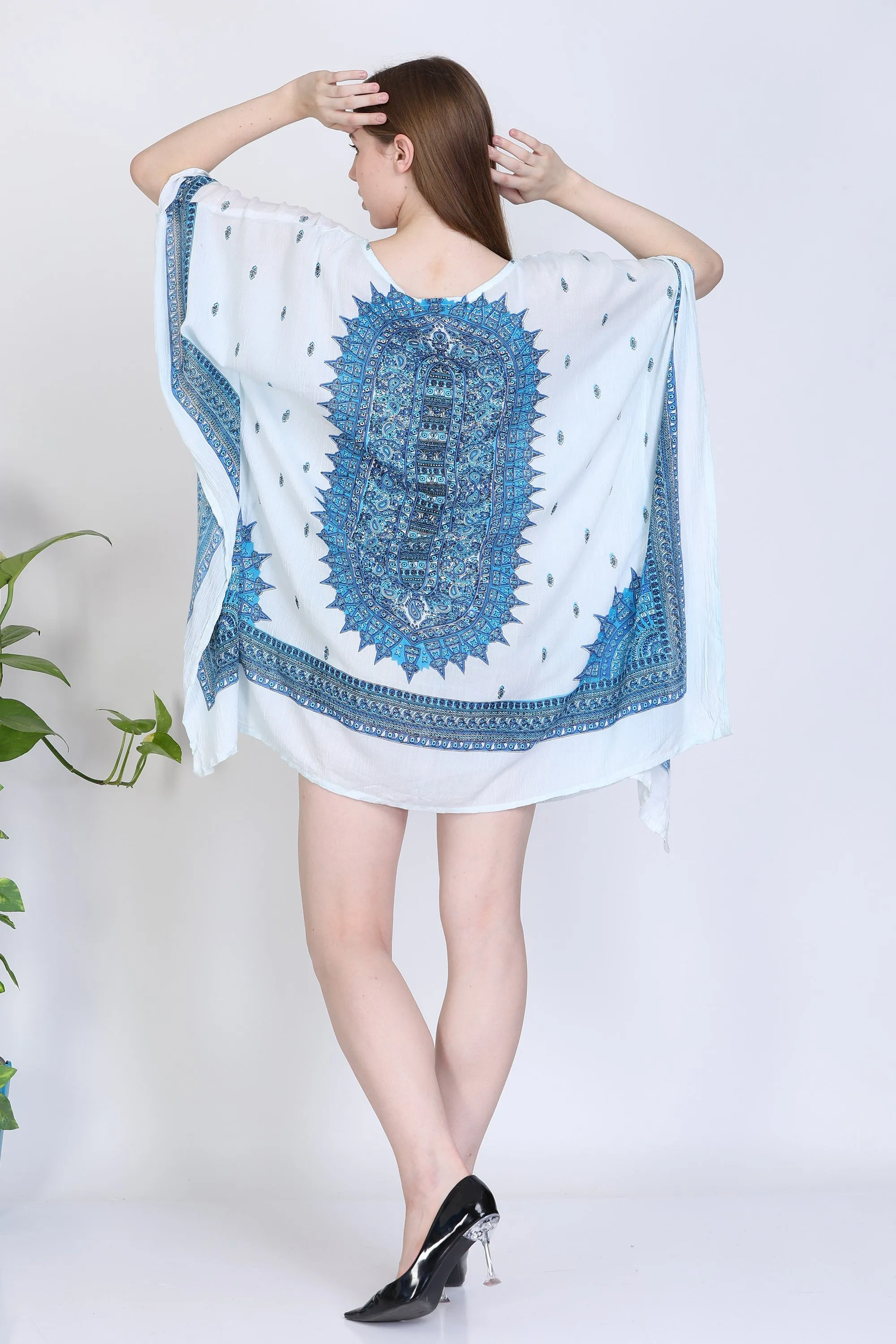 India Blue Women's Rayon Dashiki Print Tunic