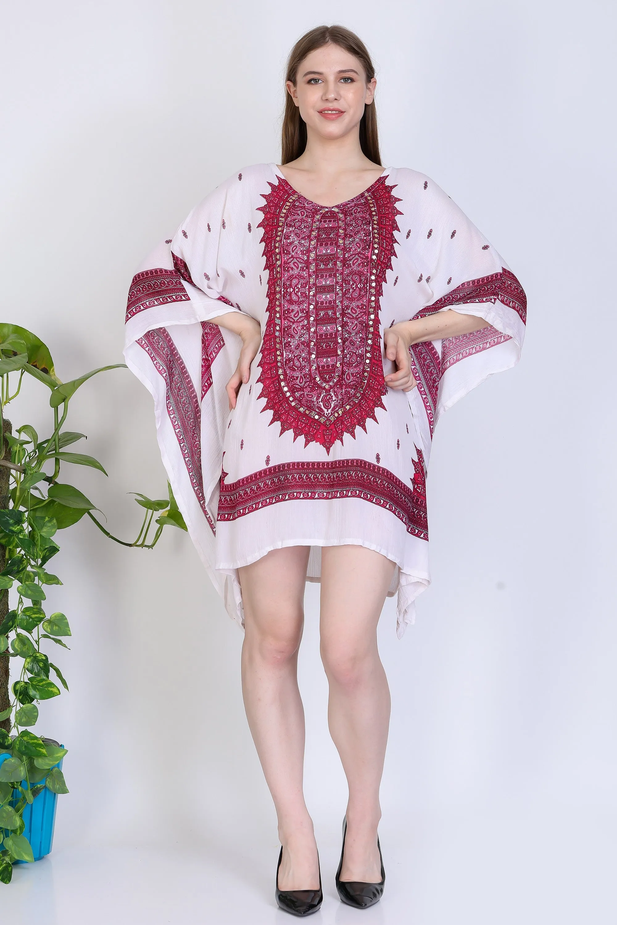 India Blue Women's Rayon Dashiki Print Tunic