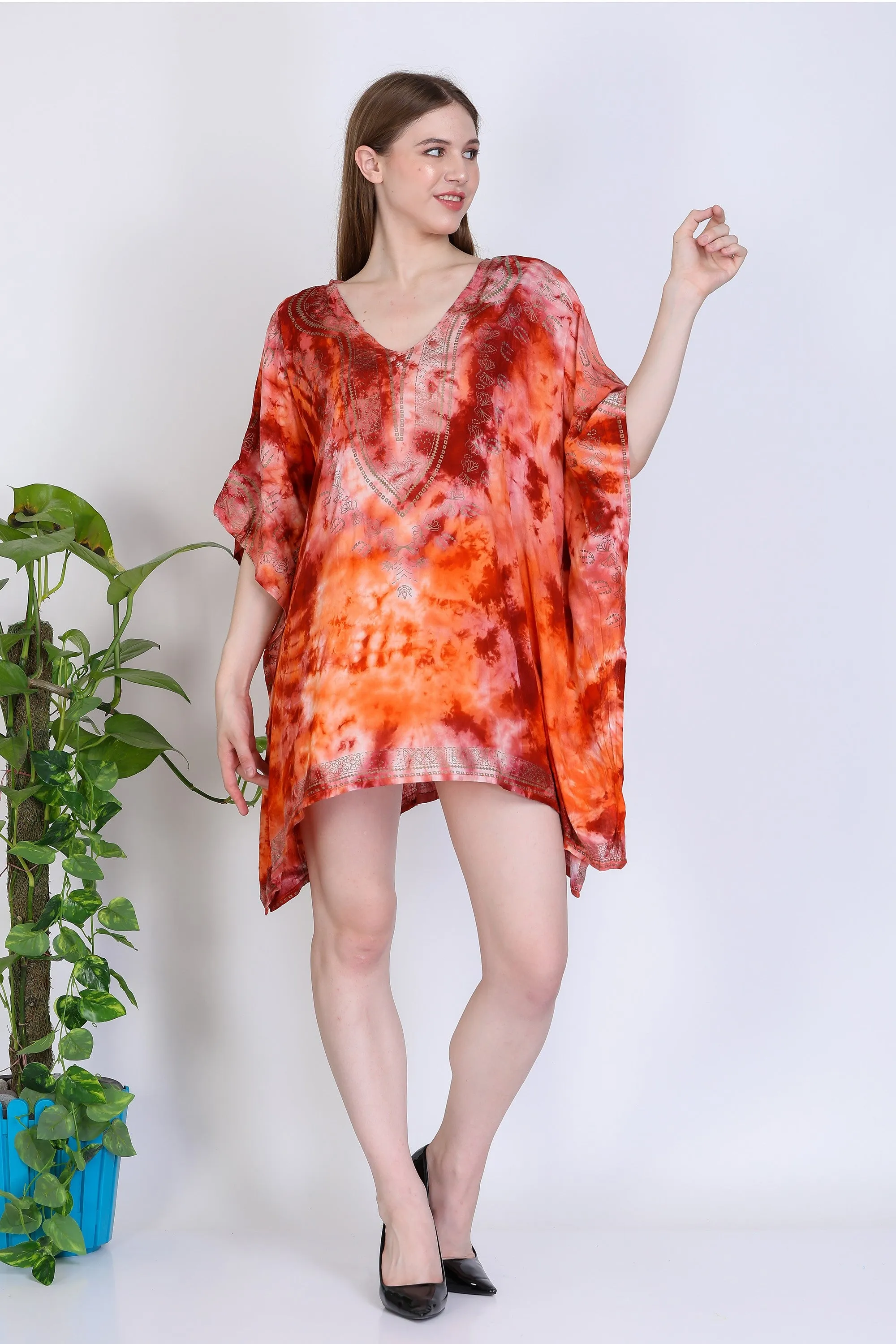 India Blue Women's Rayon Dashiki Print Tunic