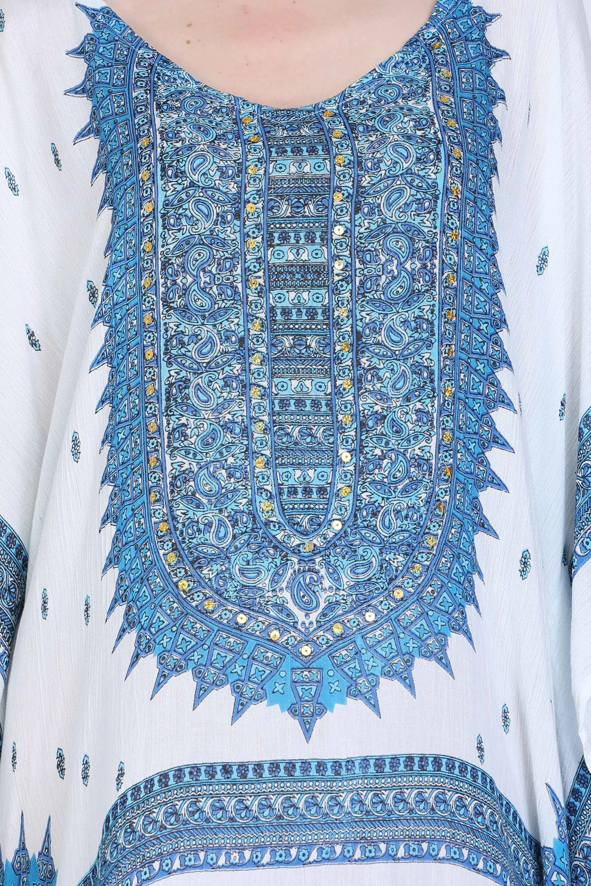 India Blue Women's Rayon Dashiki Print Tunic