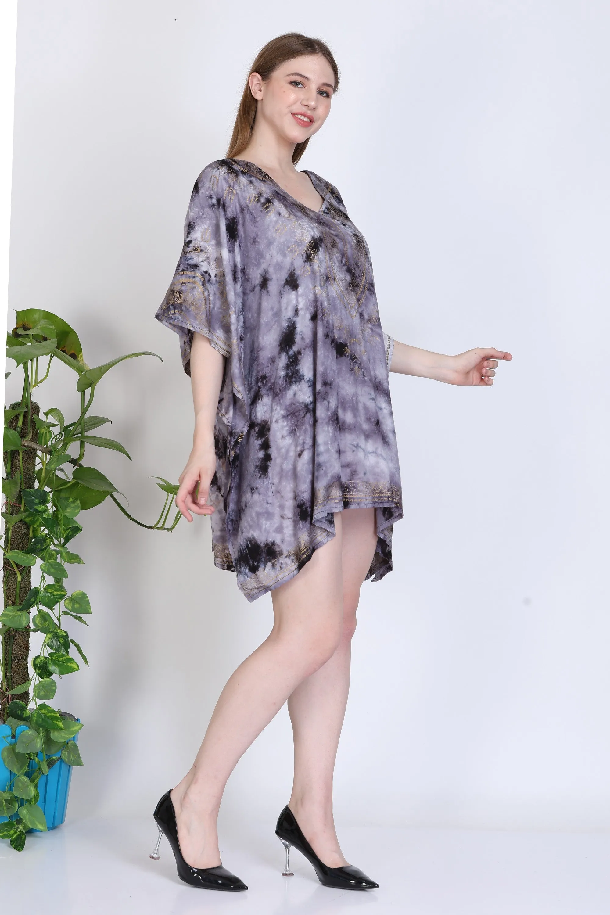 India Blue Women's Rayon Dashiki Print Tunic
