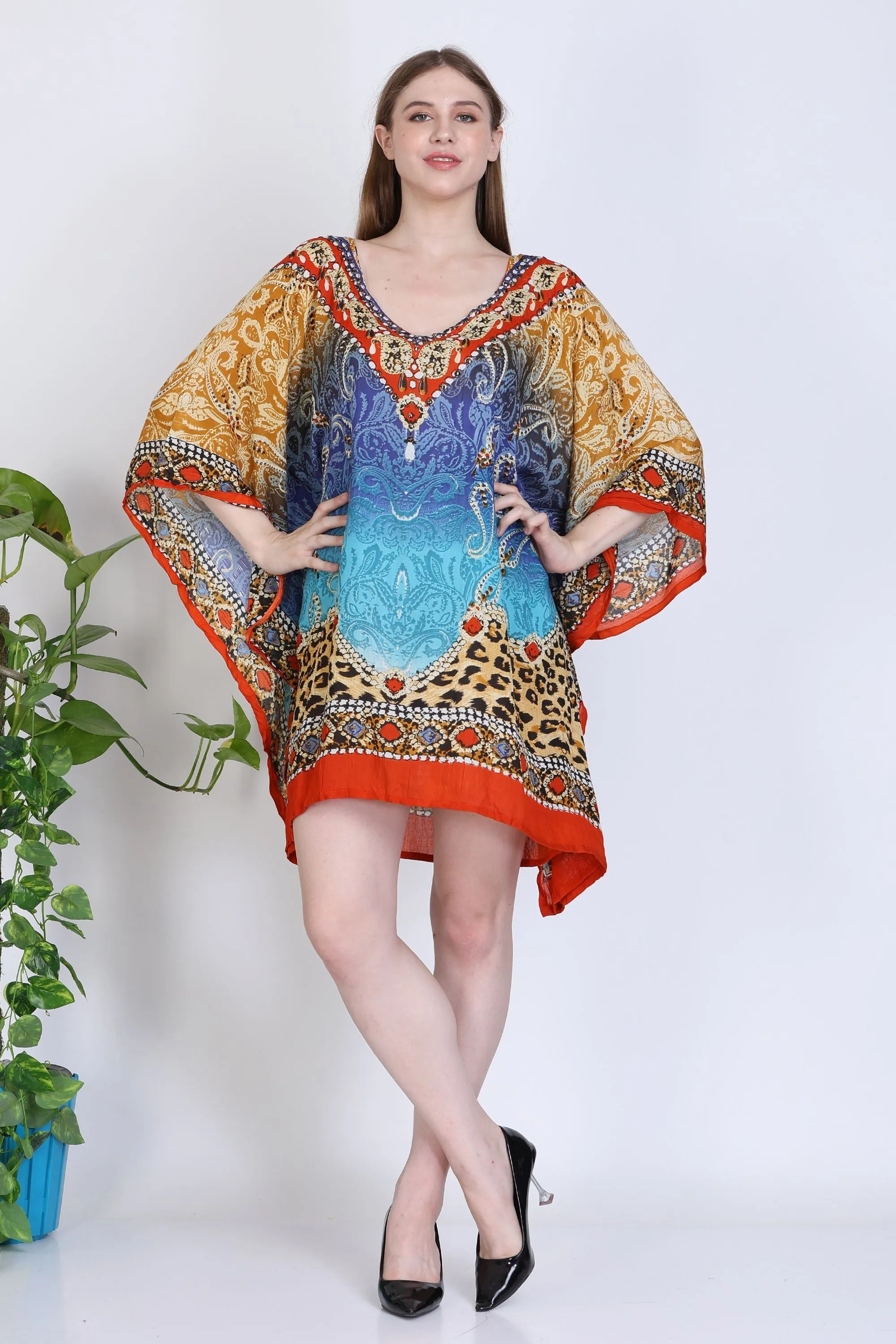 India Blue Women's Rayon Digital Print Tunic
