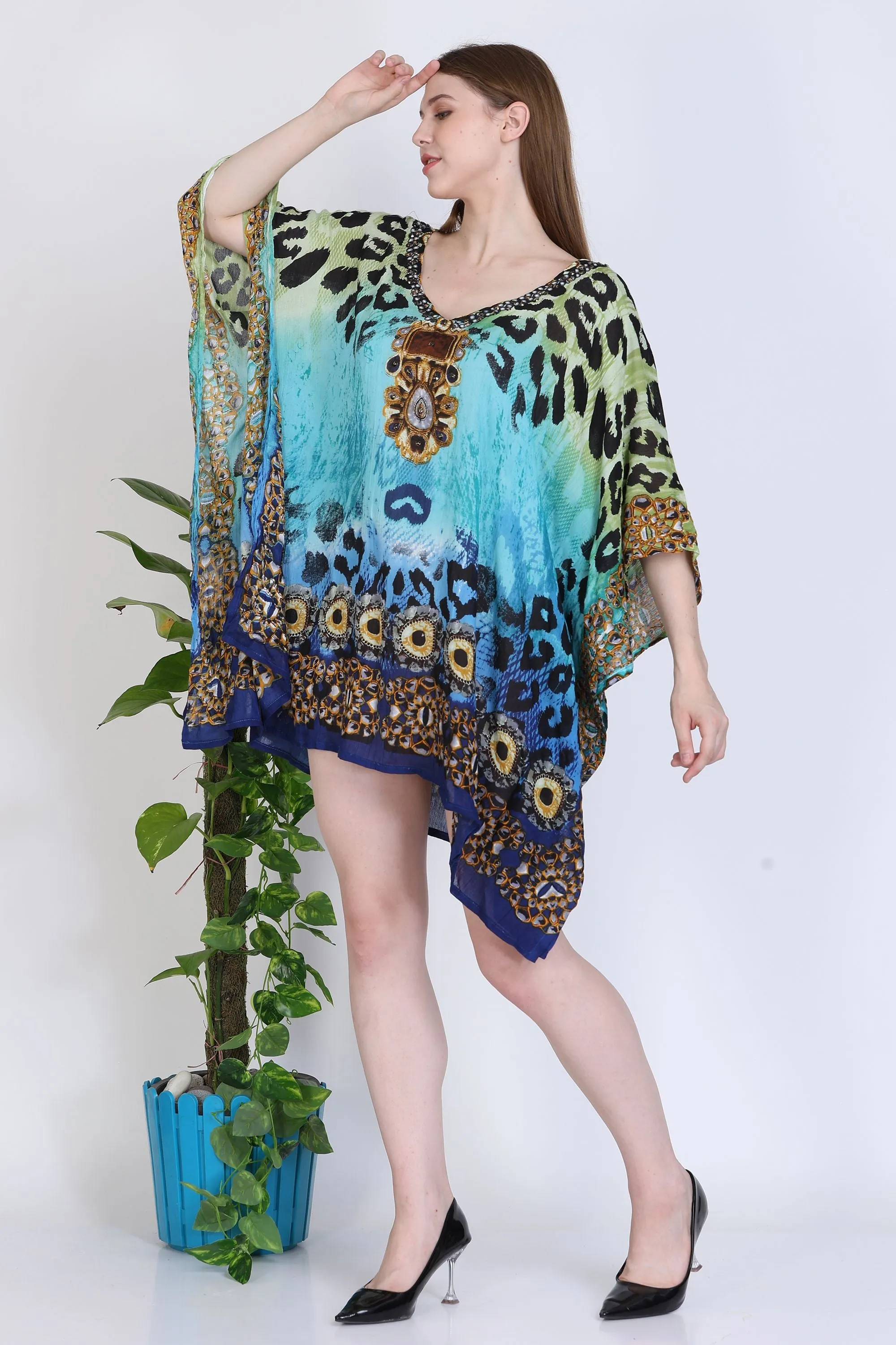 India Blue Women's Rayon Digital Print Tunic