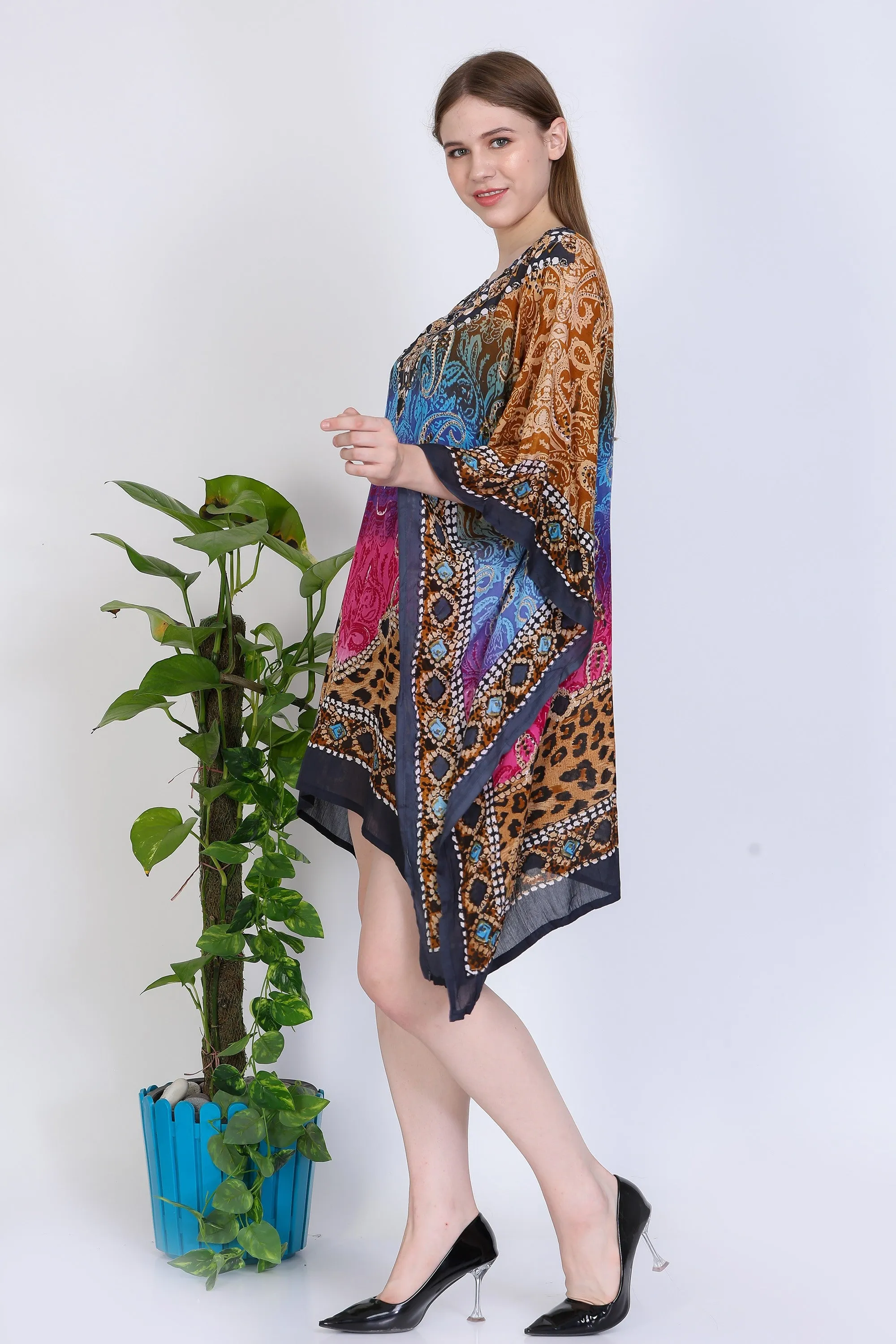 India Blue Women's Rayon Digital Print Tunic