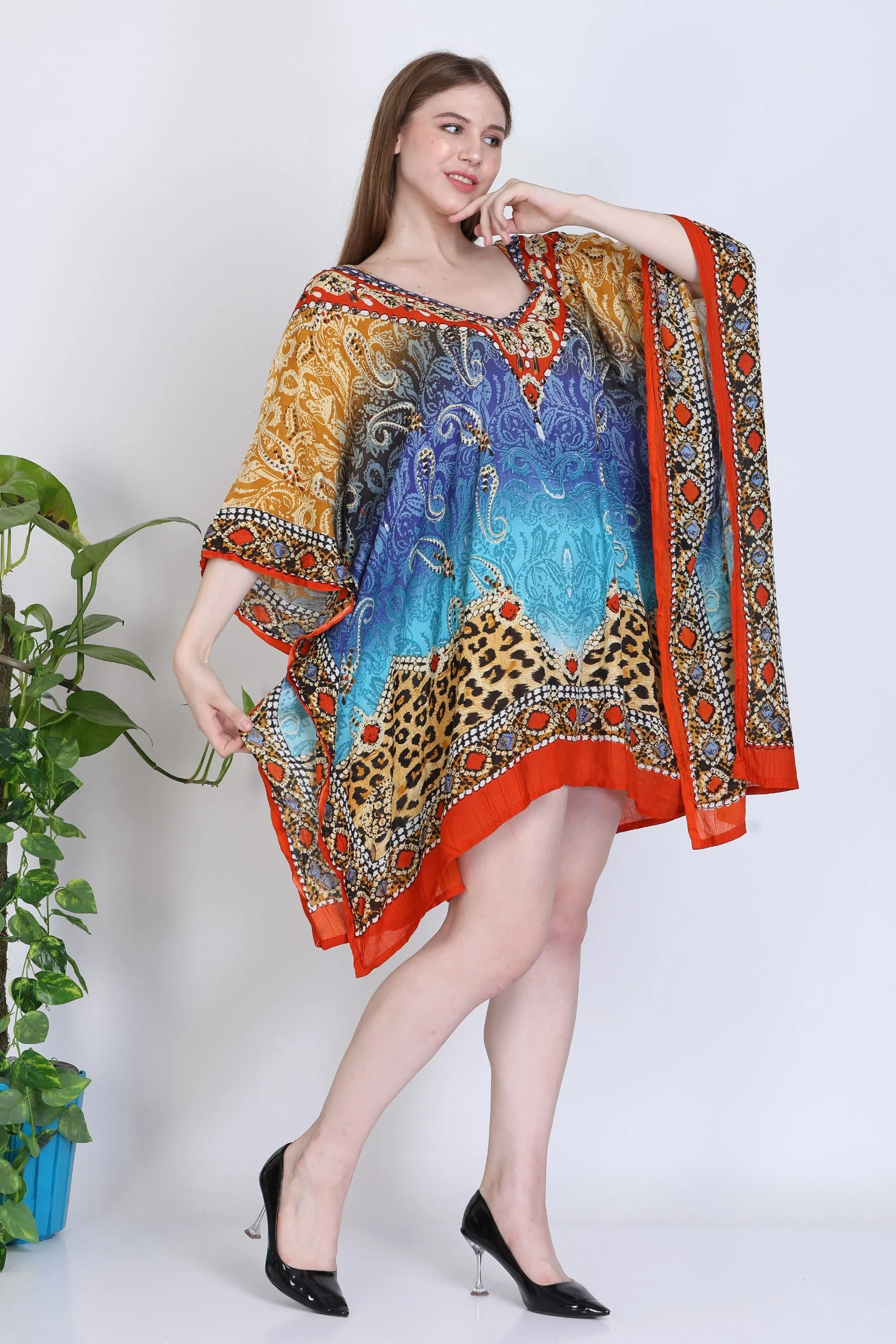 India Blue Women's Rayon Digital Print Tunic