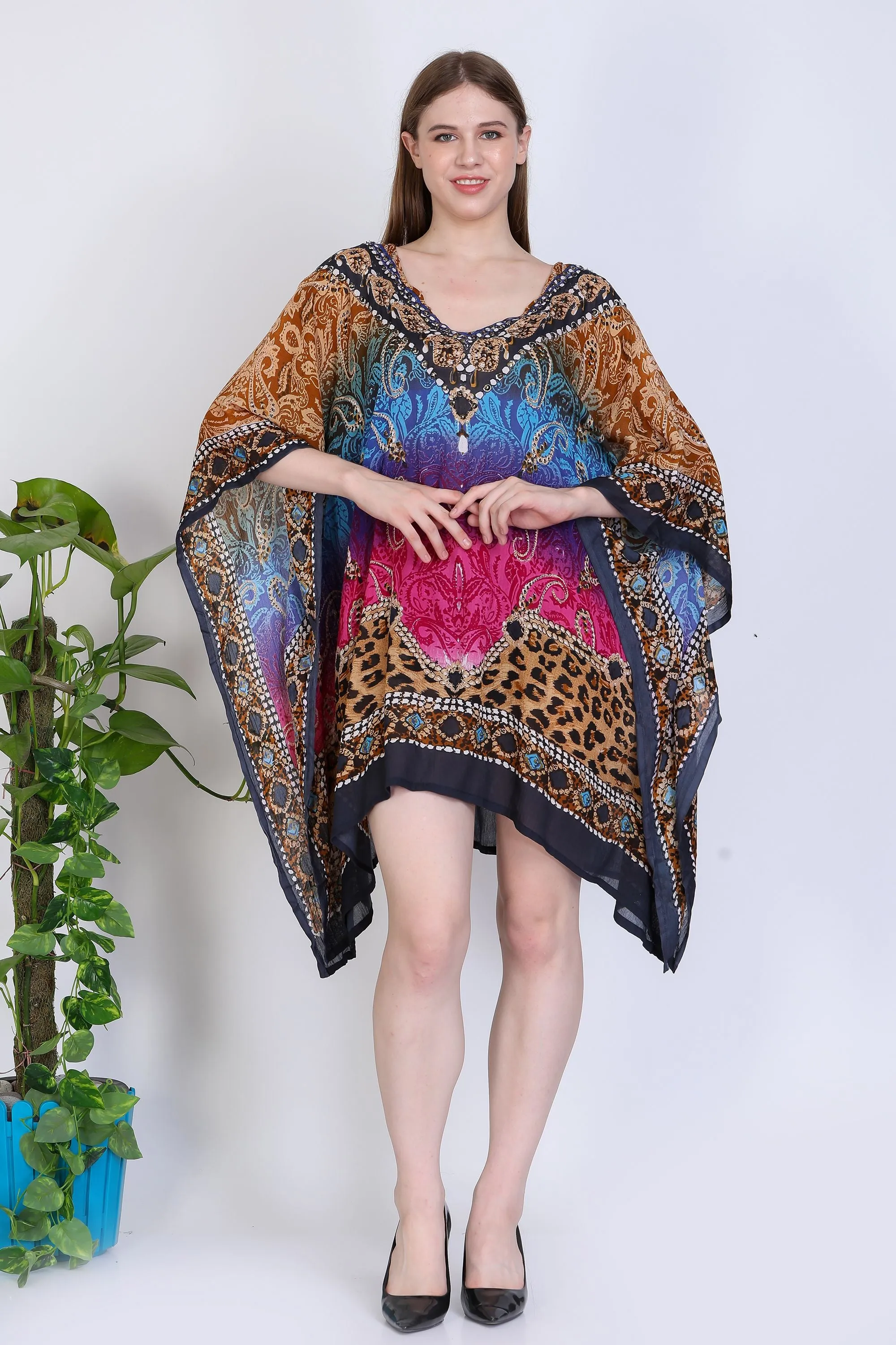 India Blue Women's Rayon Digital Print Tunic