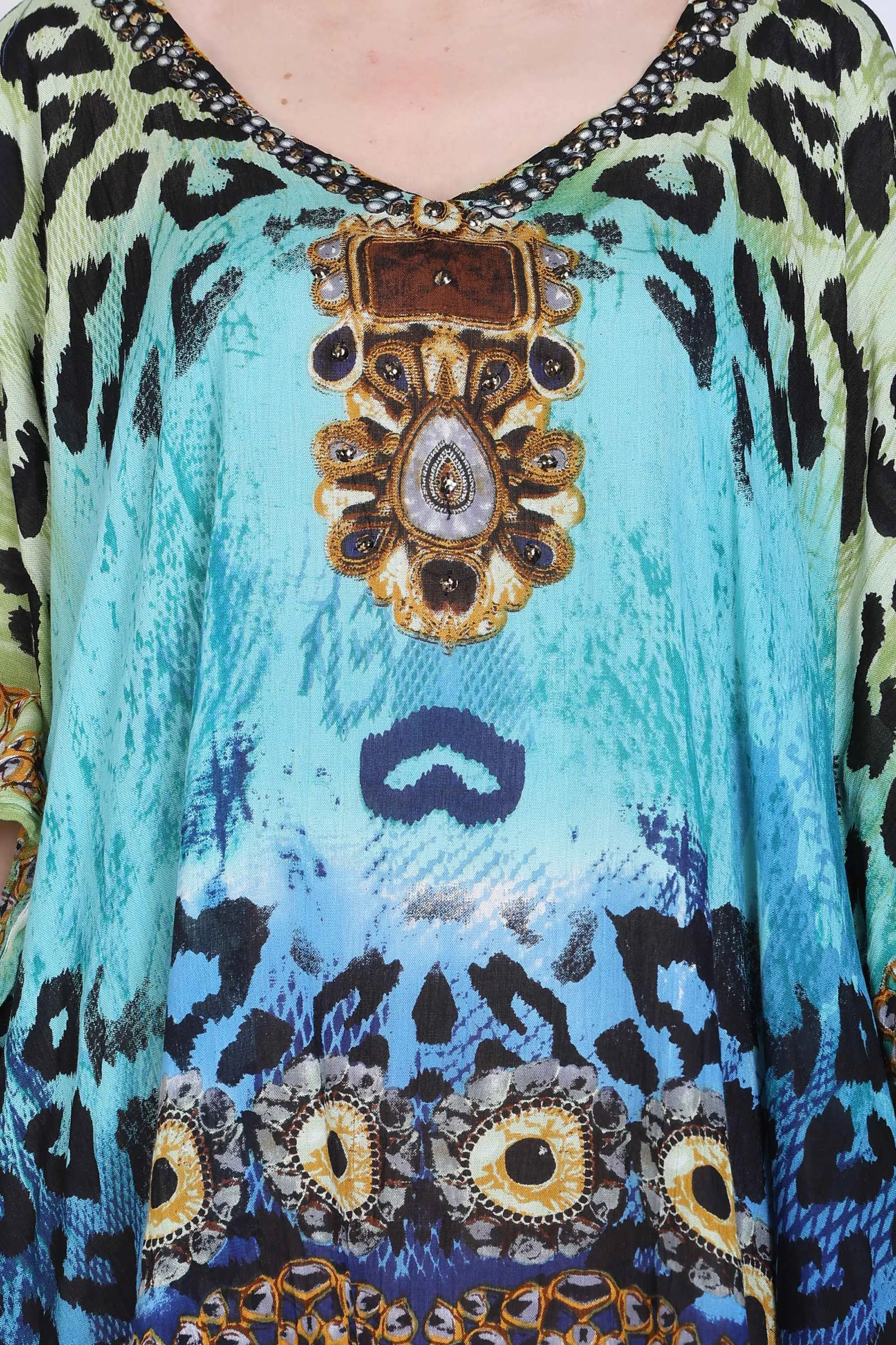 India Blue Women's Rayon Digital Print Tunic