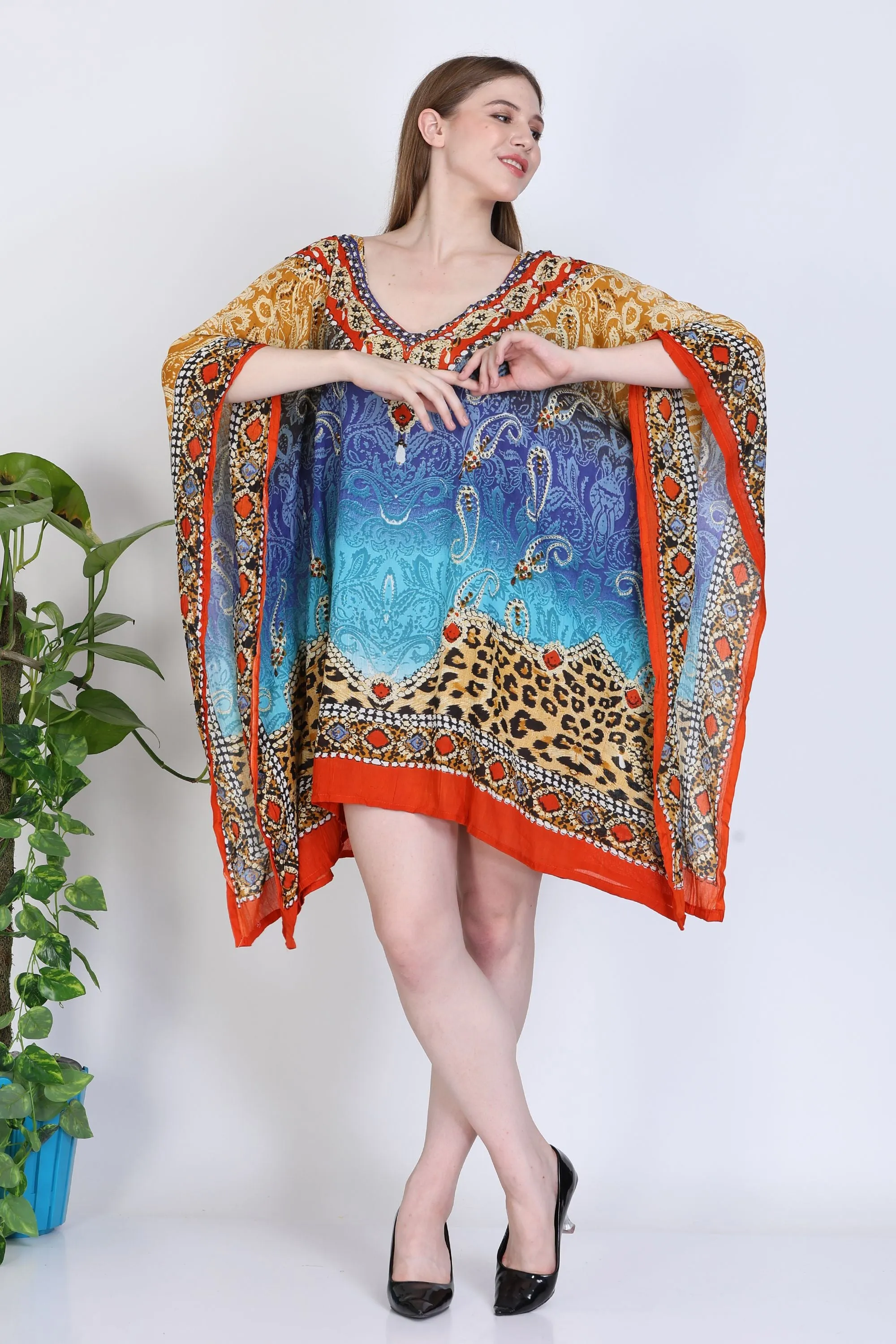 India Blue Women's Rayon Digital Print Tunic