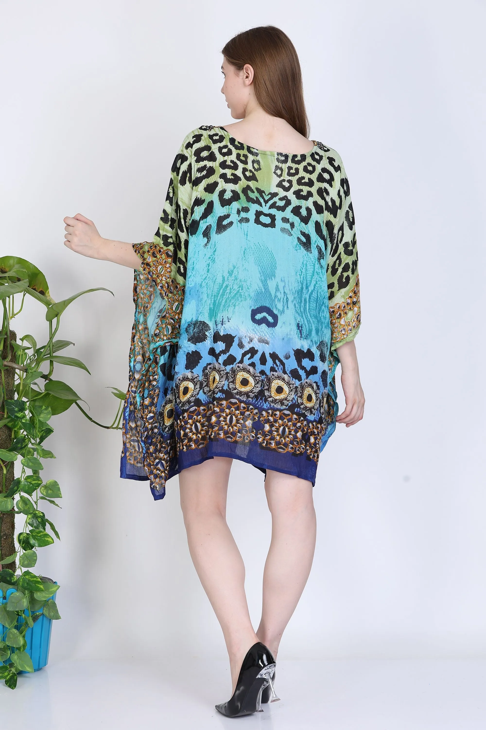 India Blue Women's Rayon Digital Print Tunic