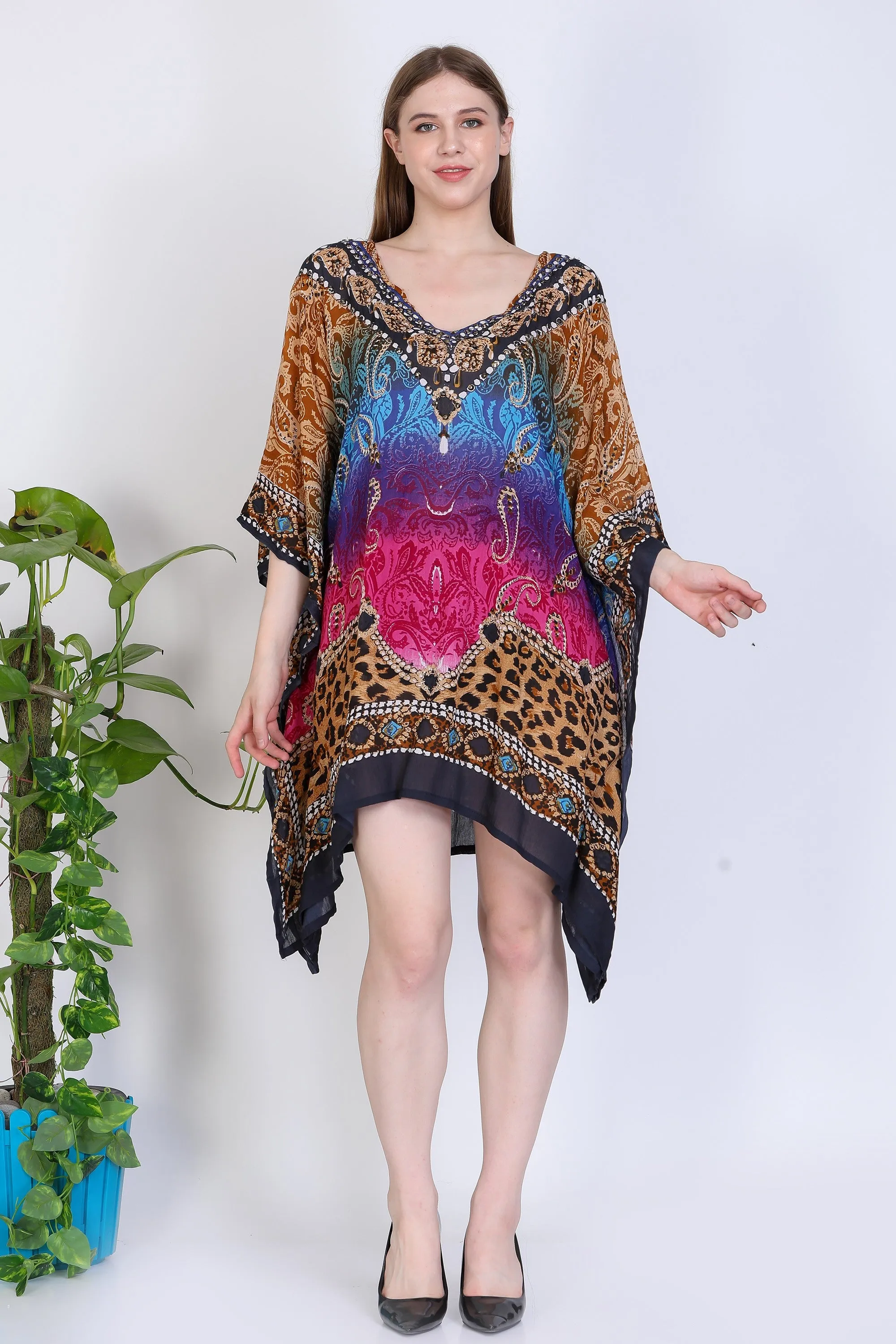 India Blue Women's Rayon Digital Print Tunic