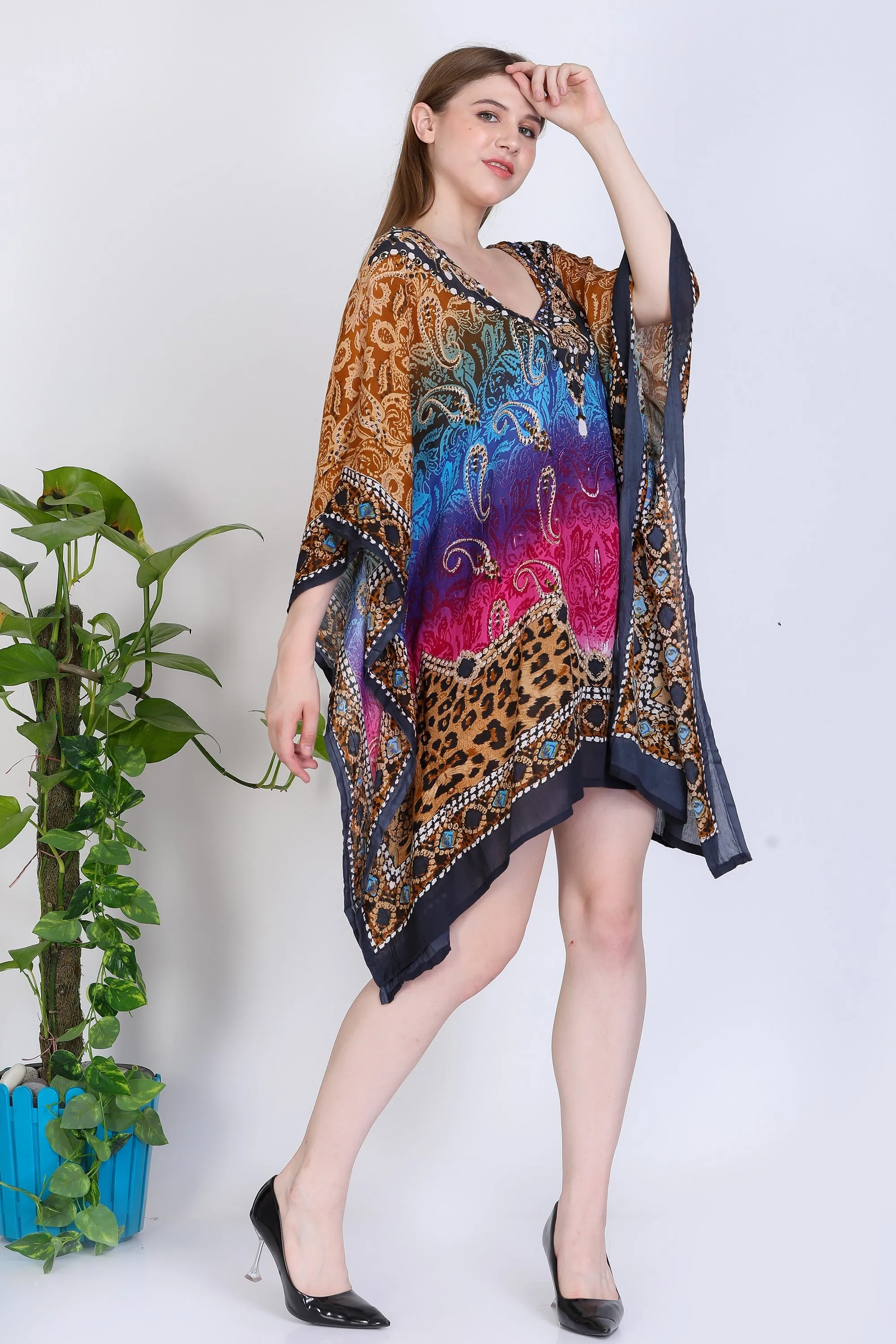 India Blue Women's Rayon Digital Print Tunic