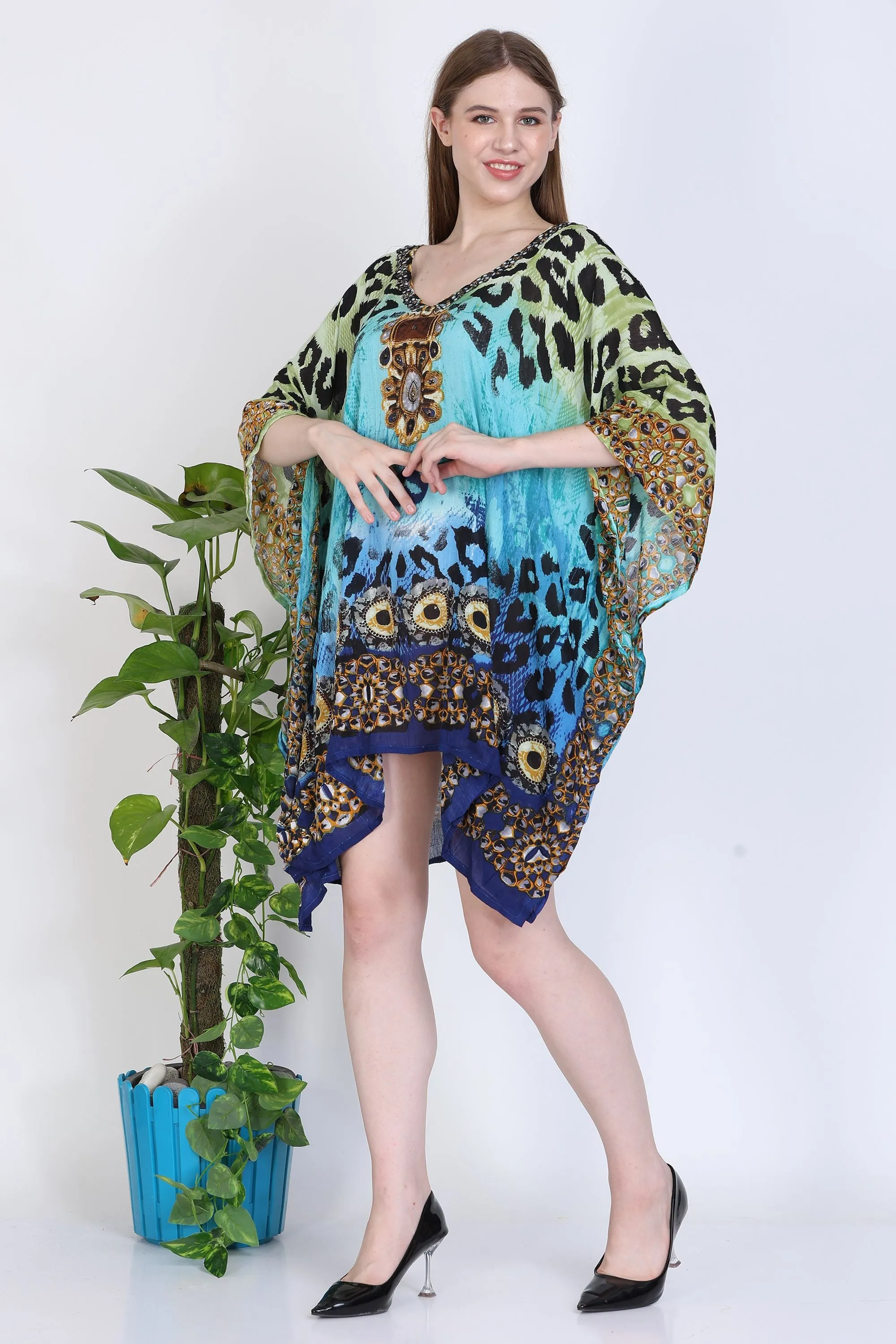 India Blue Women's Rayon Digital Print Tunic