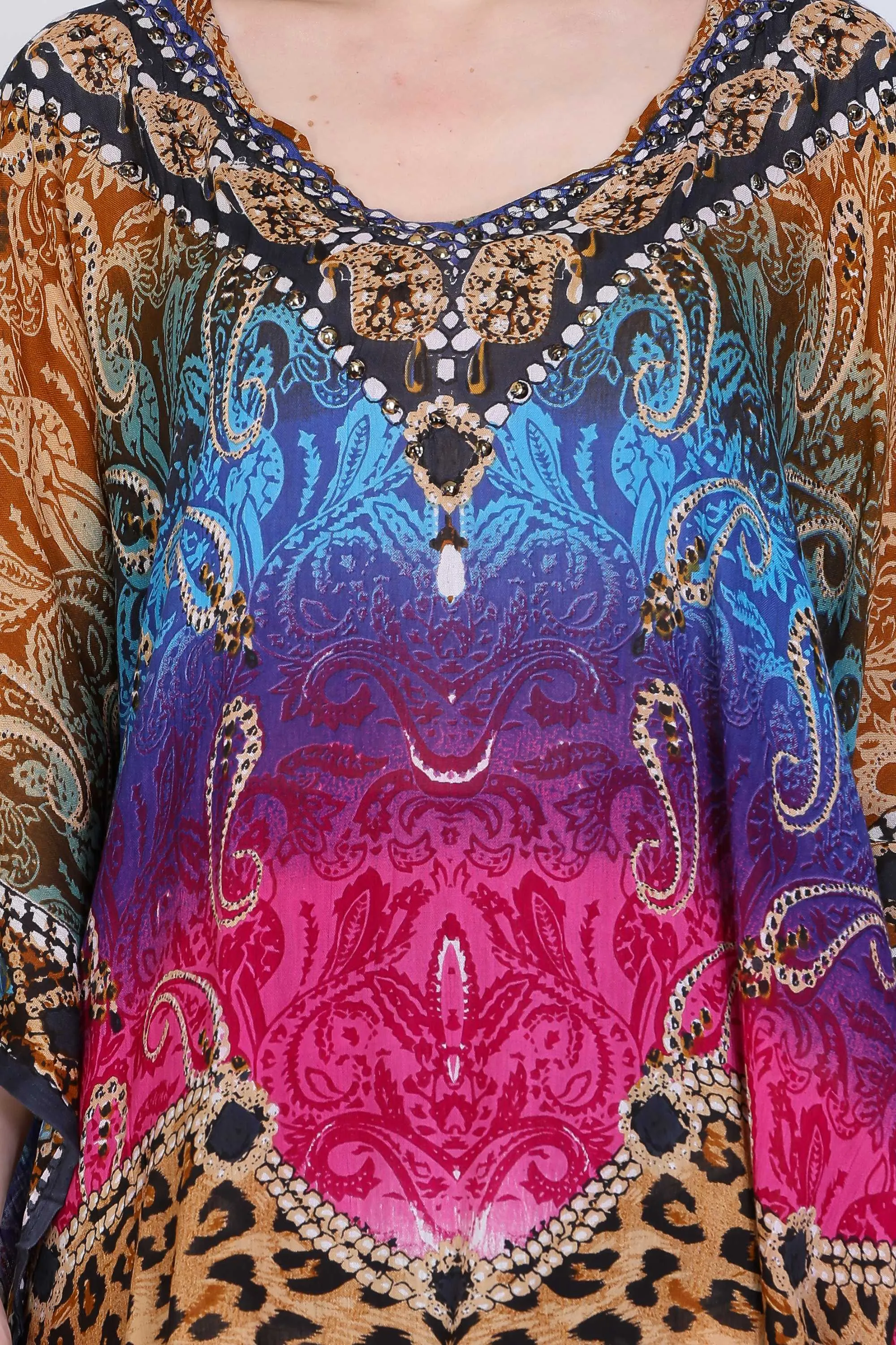 India Blue Women's Rayon Digital Print Tunic