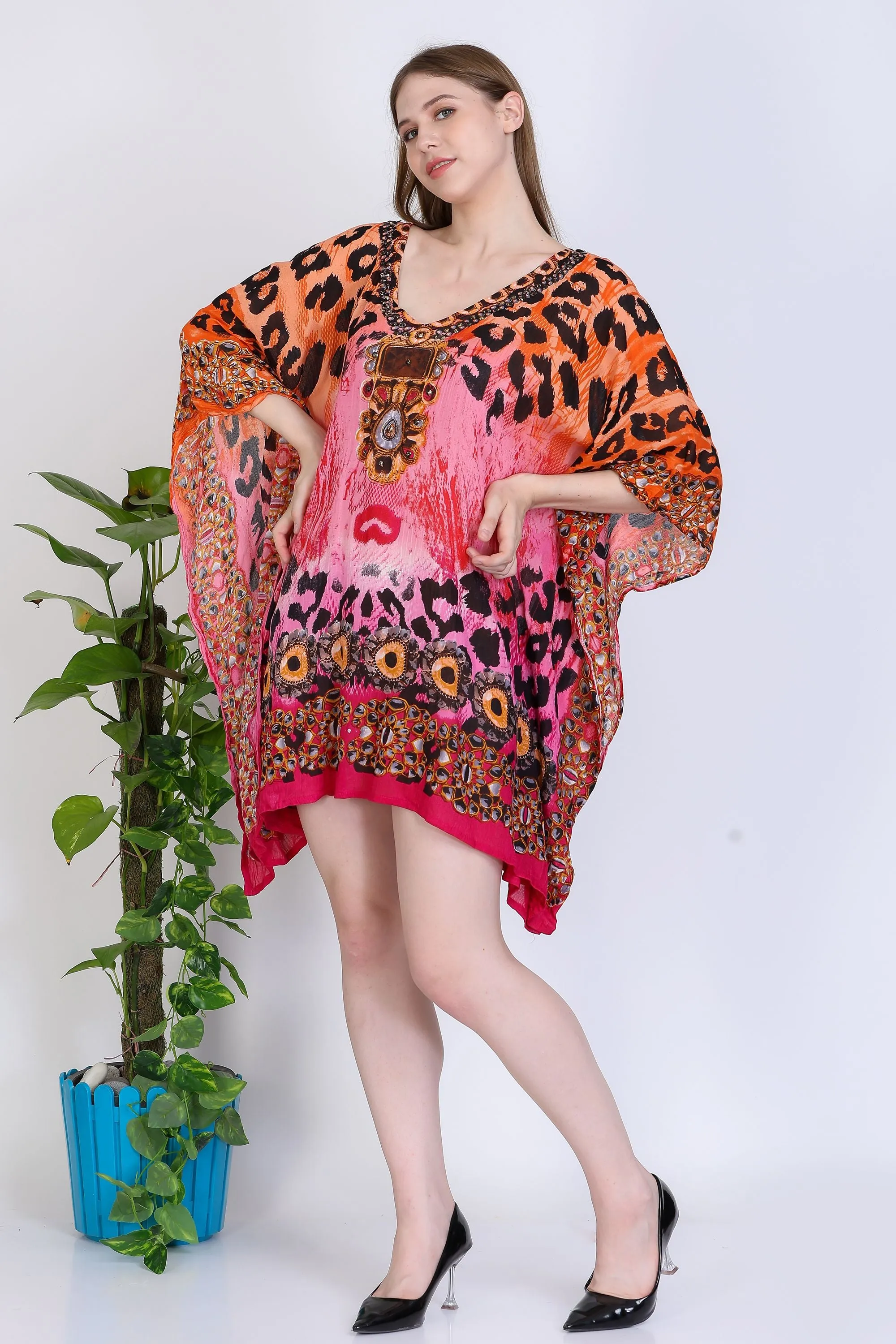 India Blue Women's Rayon Digital Print Tunic