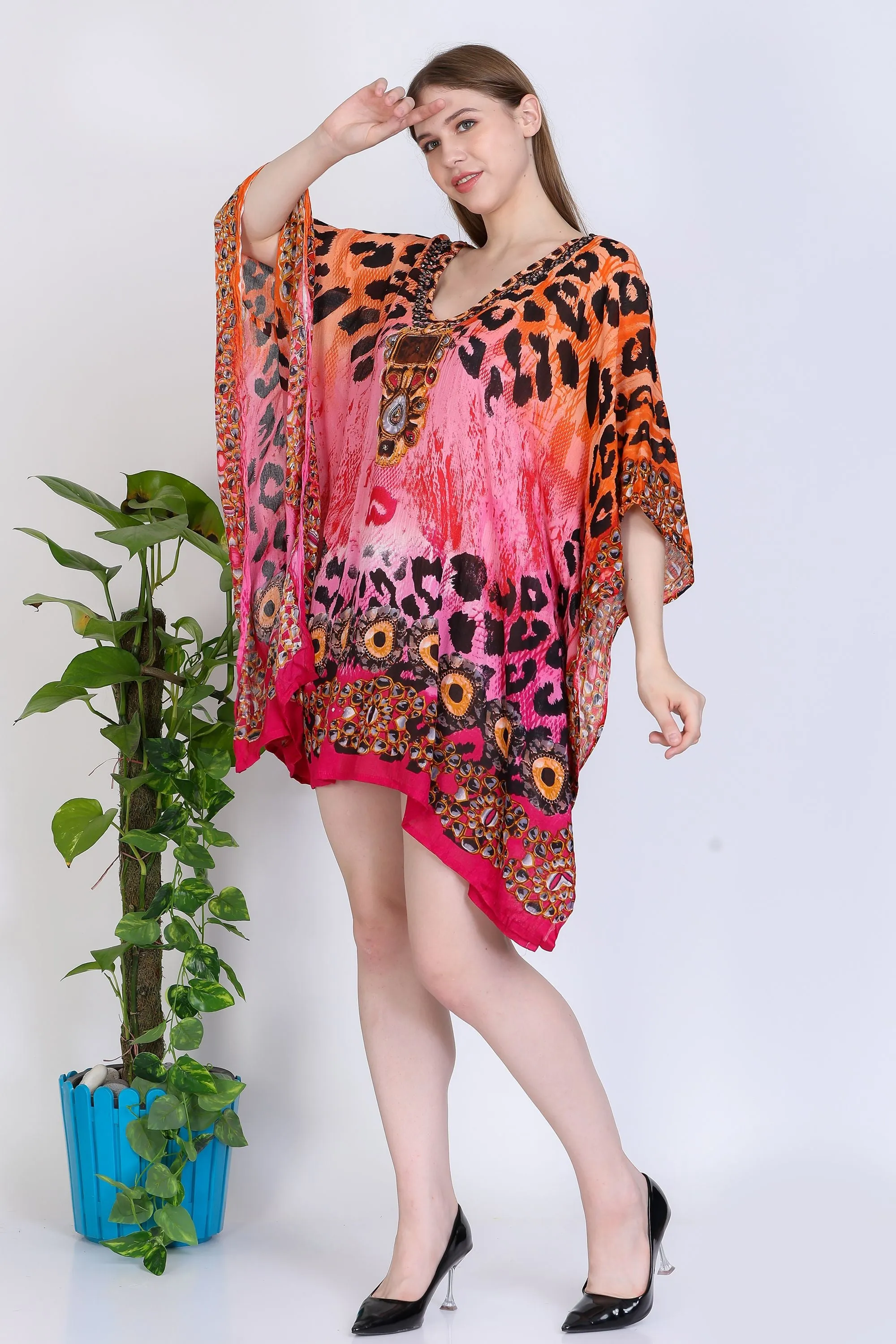 India Blue Women's Rayon Digital Print Tunic