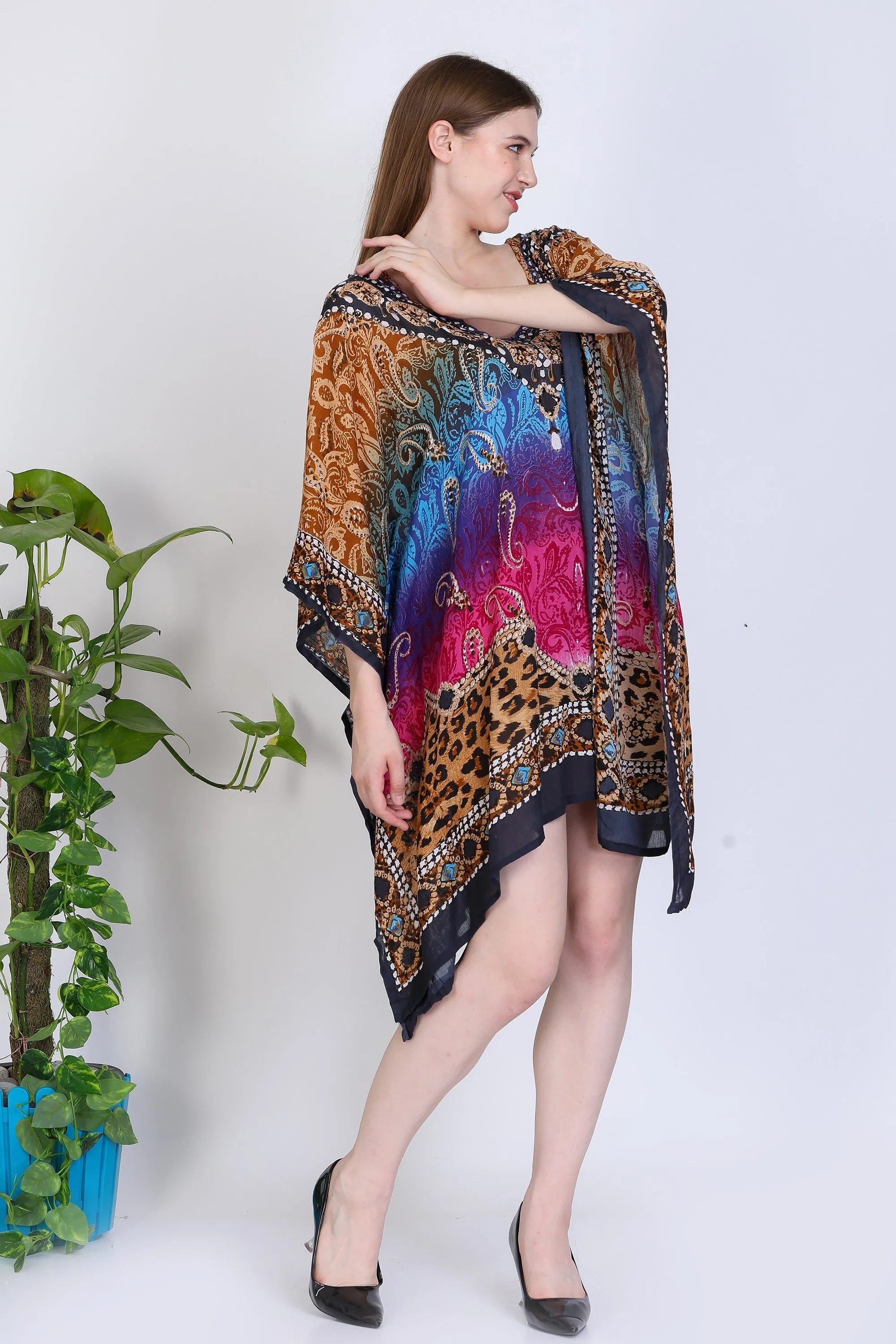 India Blue Women's Rayon Digital Print Tunic