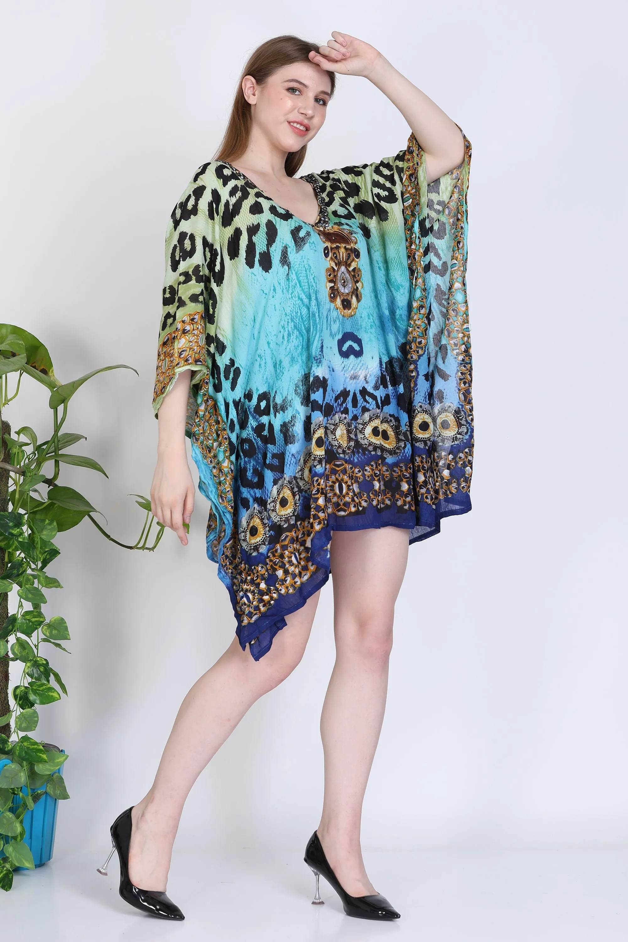India Blue Women's Rayon Digital Print Tunic