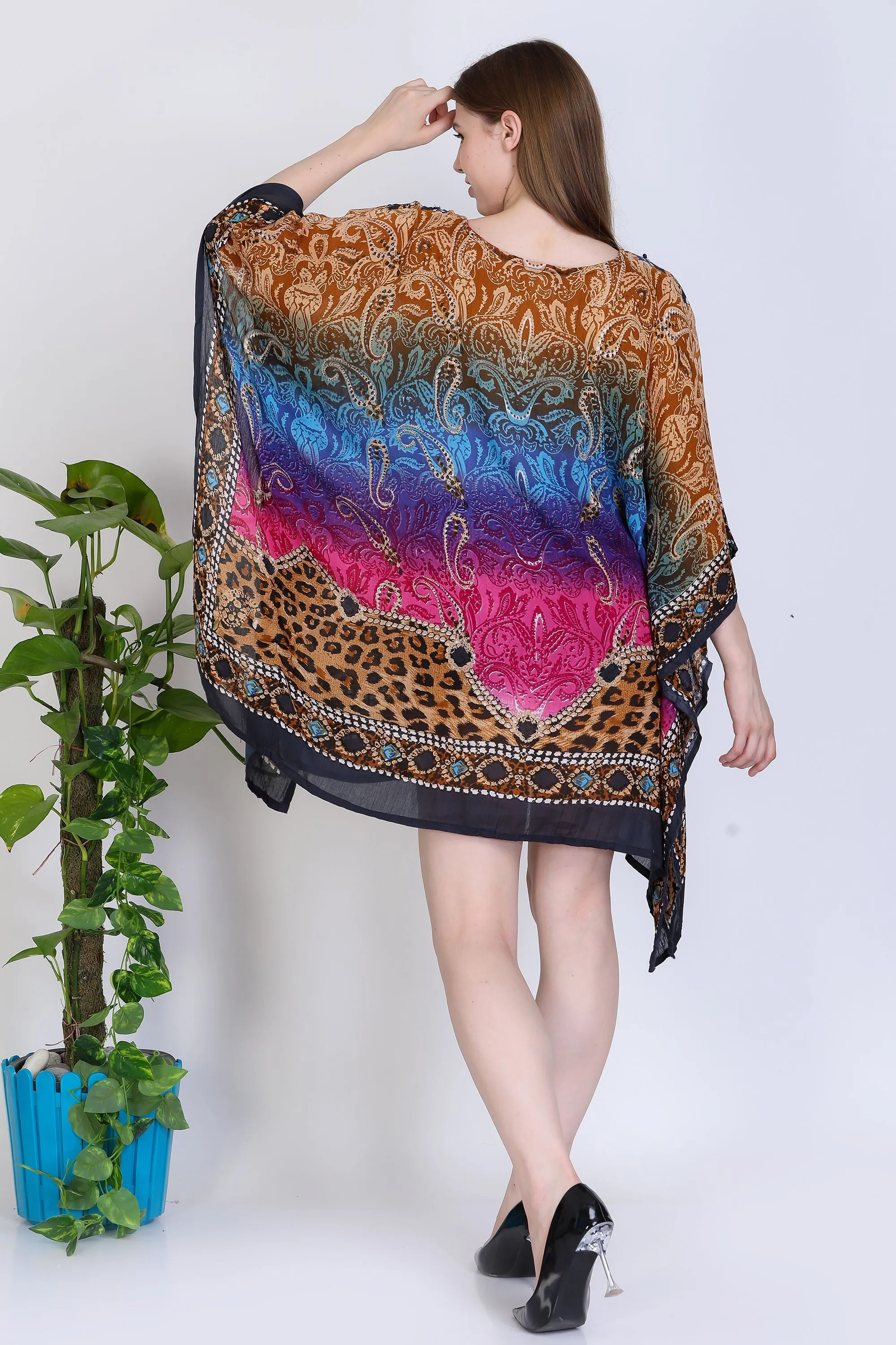 India Blue Women's Rayon Digital Print Tunic