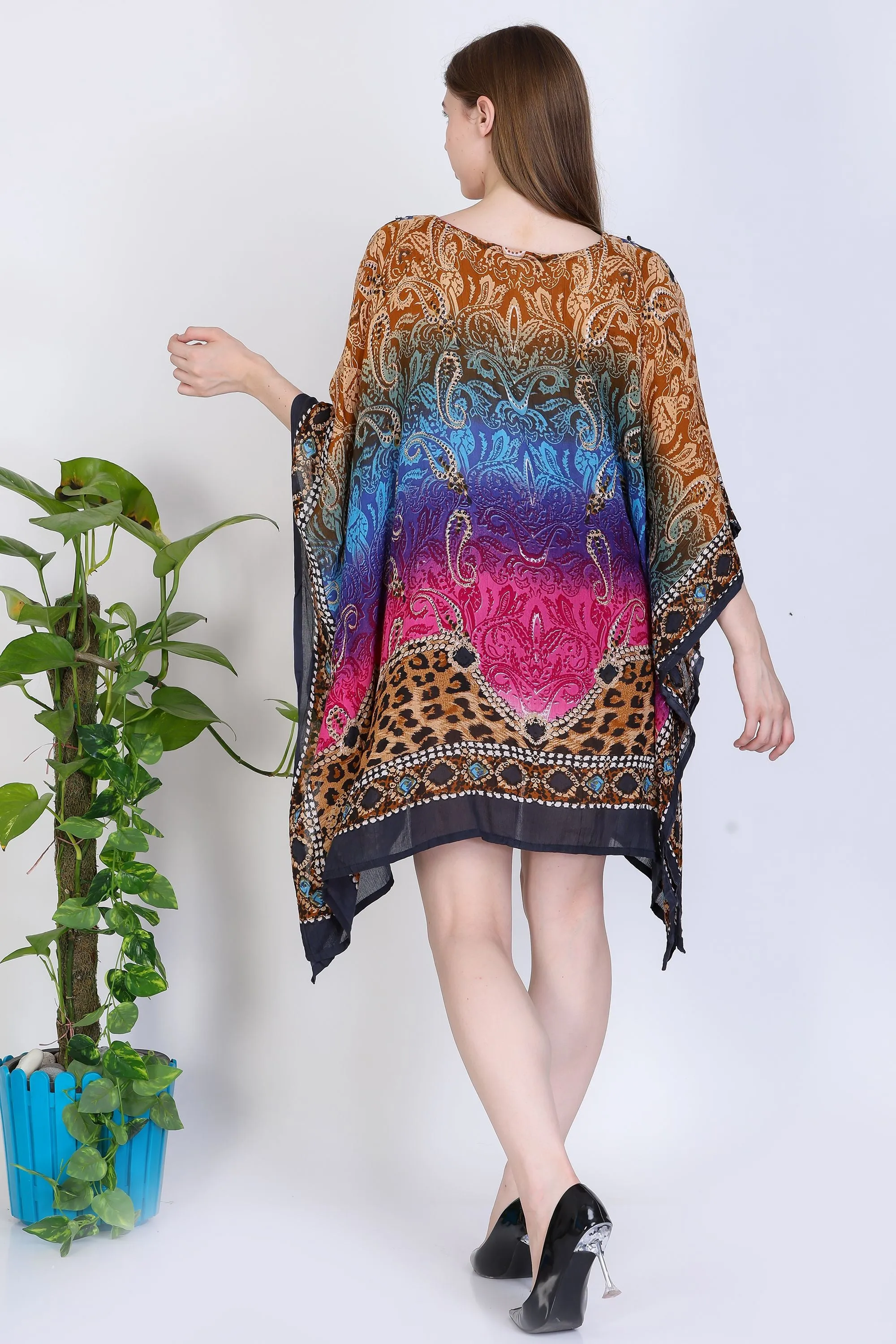 India Blue Women's Rayon Digital Print Tunic