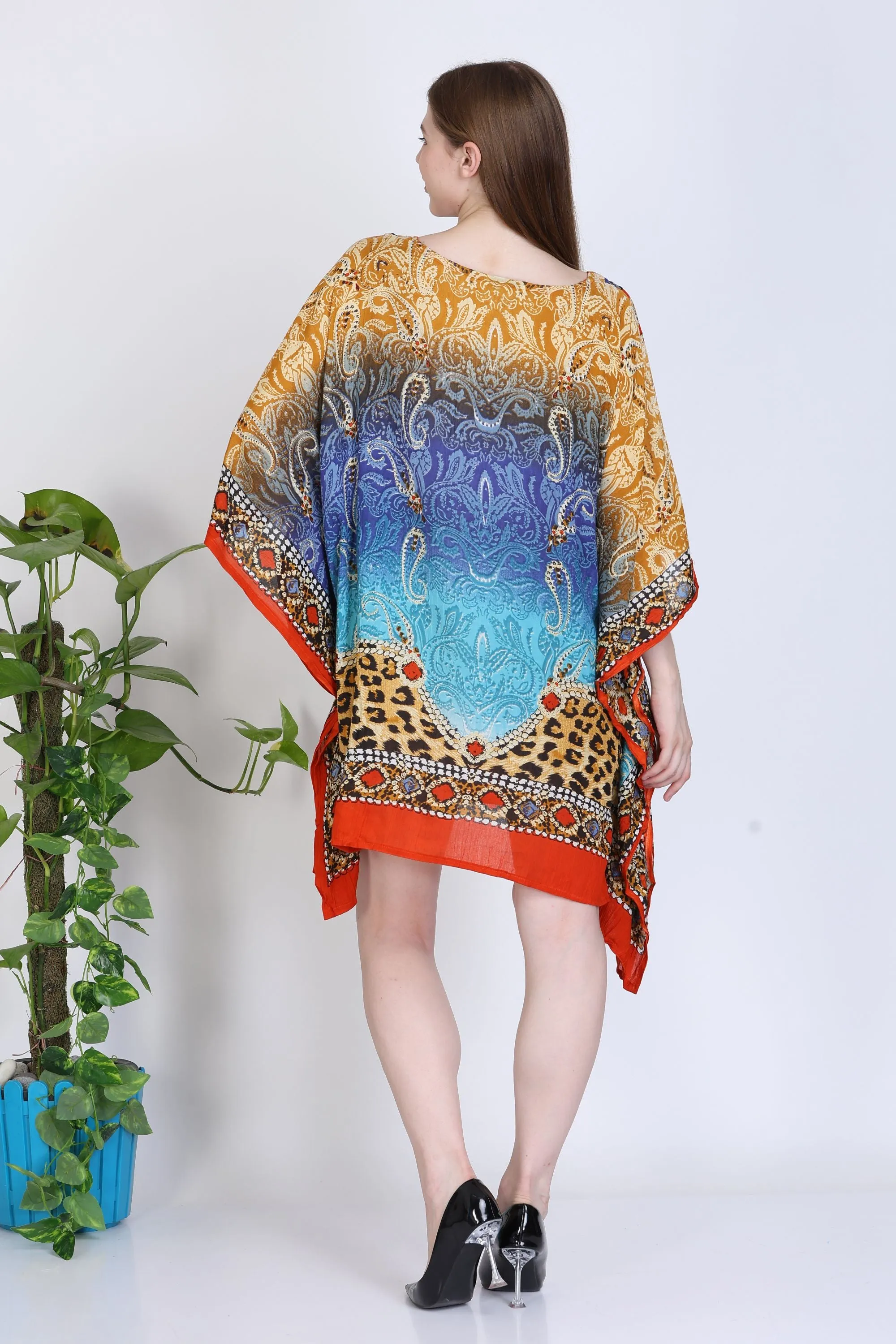India Blue Women's Rayon Digital Print Tunic