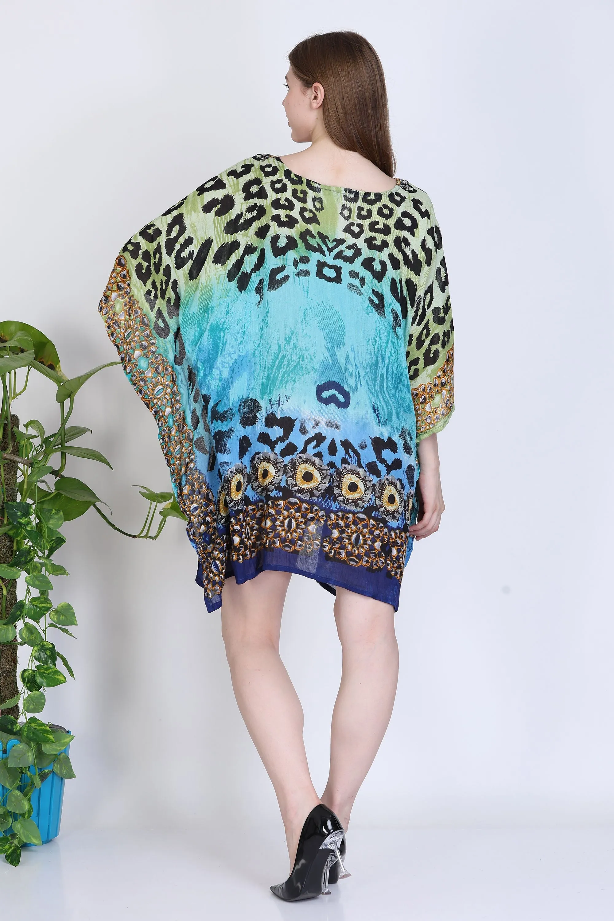 India Blue Women's Rayon Digital Print Tunic