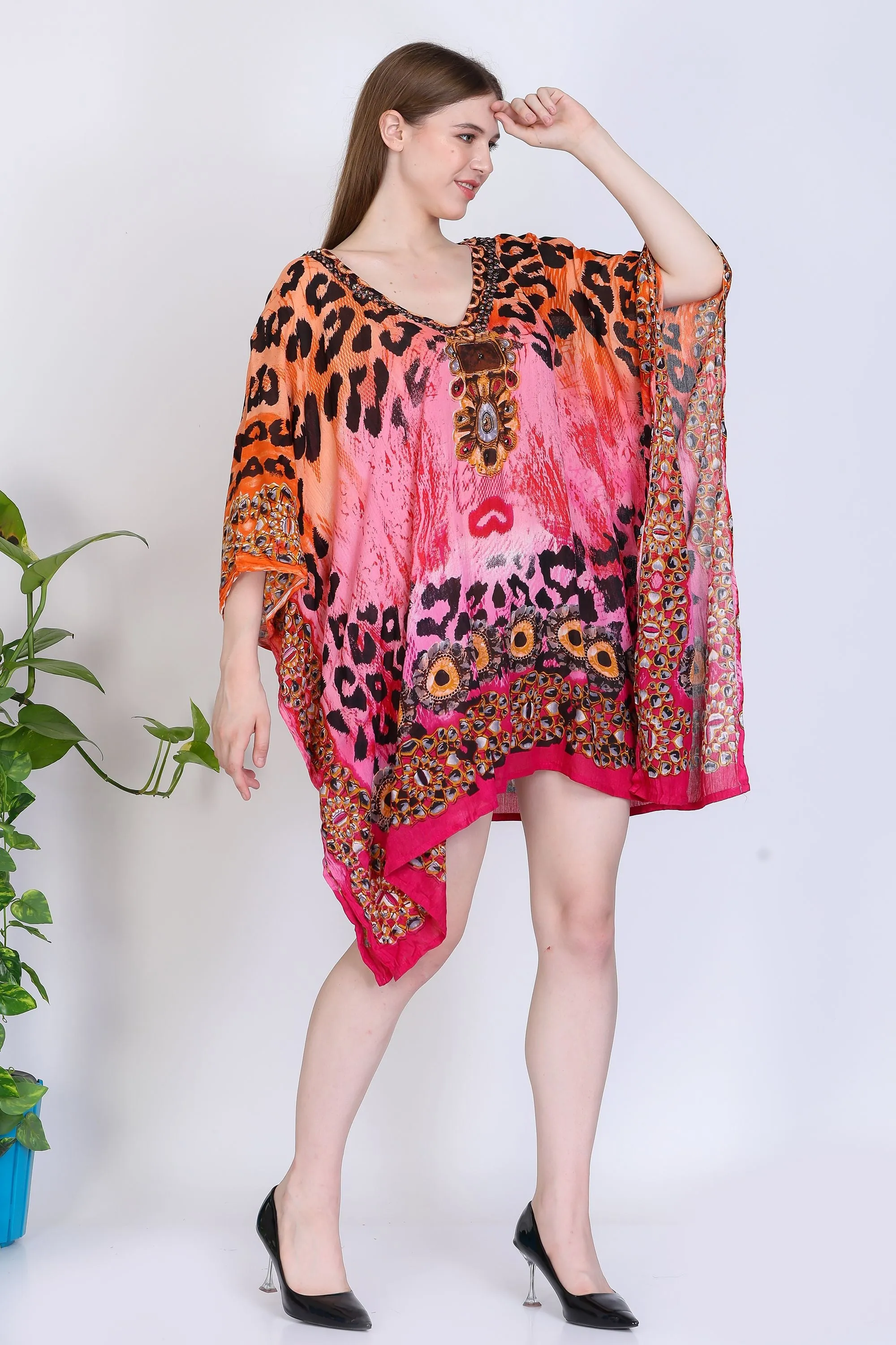 India Blue Women's Rayon Digital Print Tunic