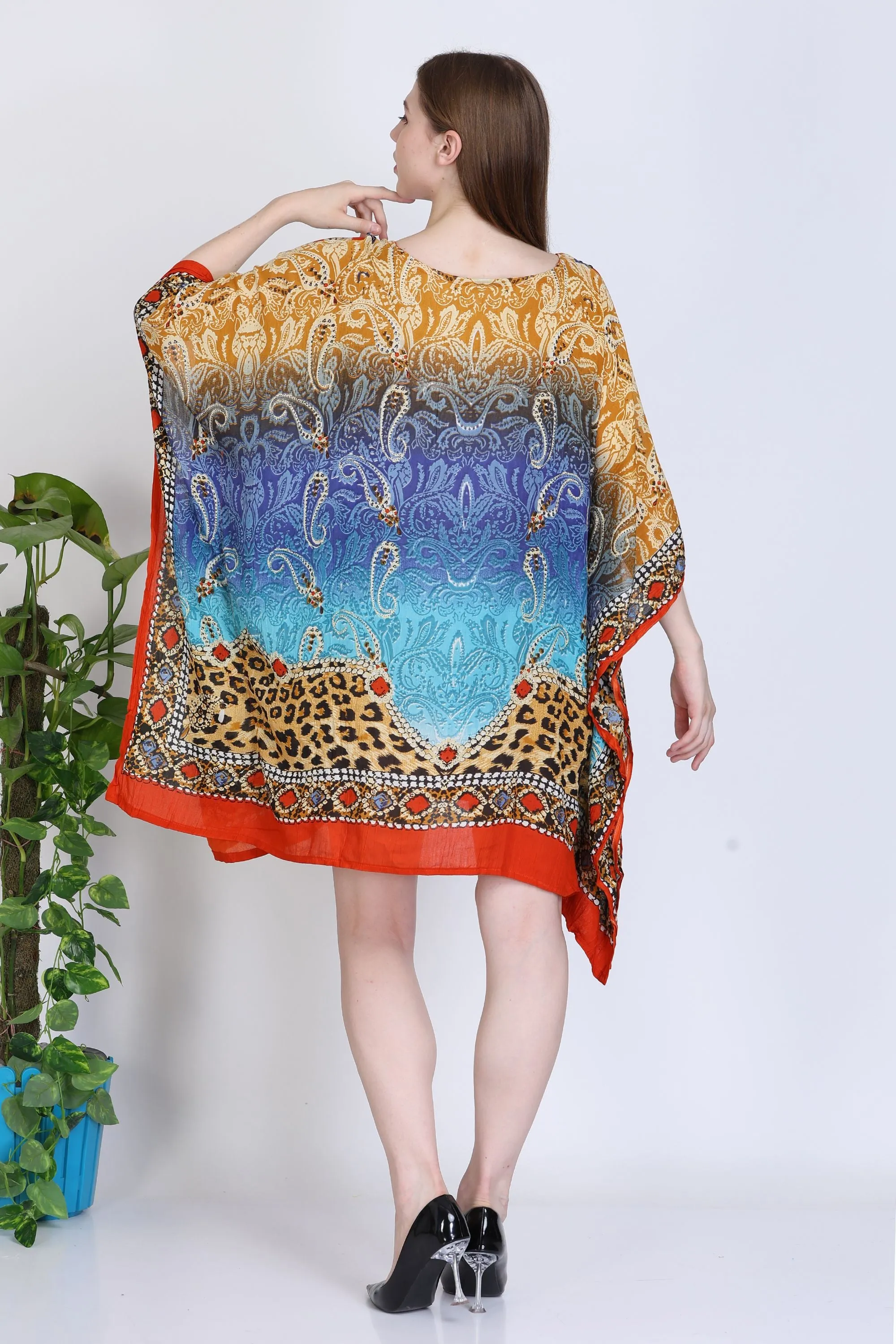 India Blue Women's Rayon Digital Print Tunic