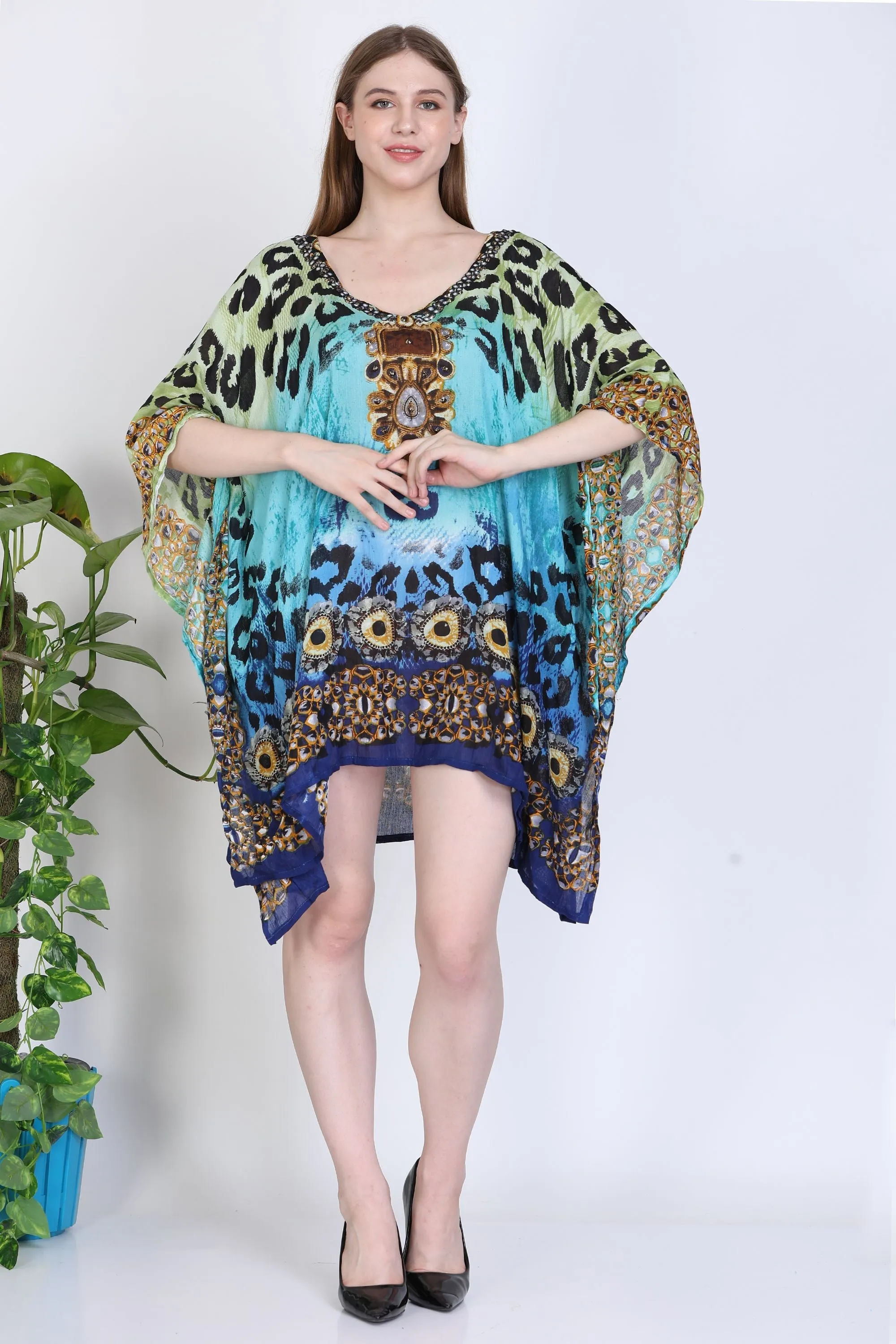 India Blue Women's Rayon Digital Print Tunic