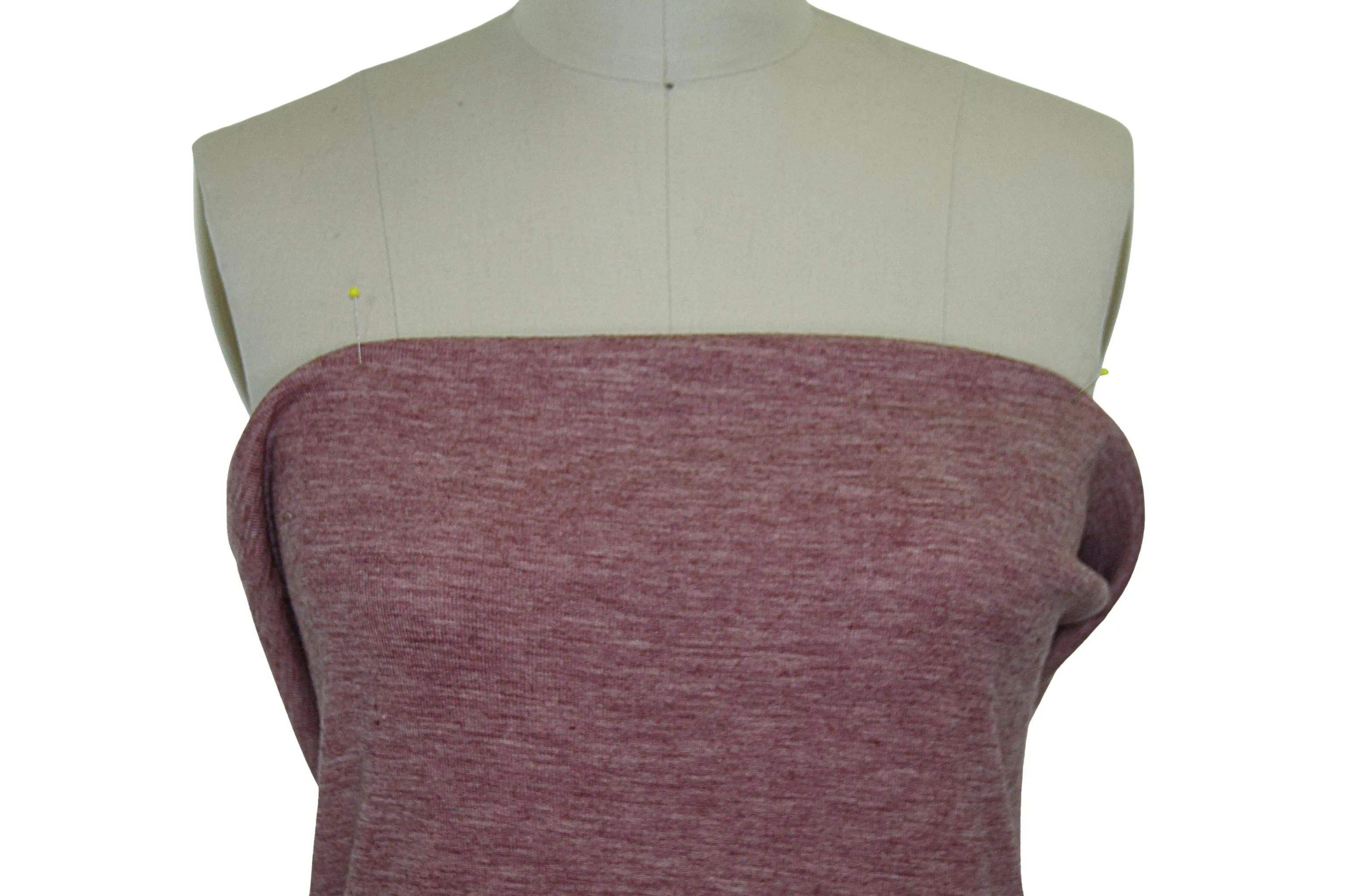 Italian Tubular Wool Ribbed Knit - Heathered Burgundy