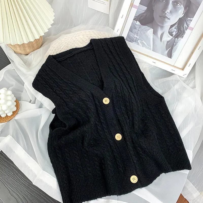 Korean Loose Japanese Knitted Vest Tank Top Women Cardigan Outdoor Tops Outerwear
