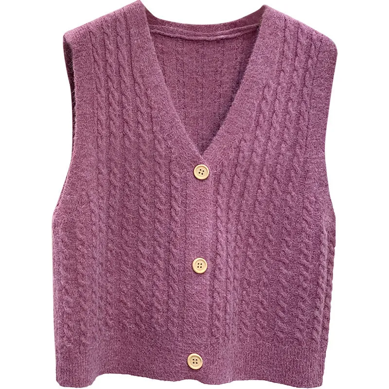 Korean Loose Japanese Knitted Vest Tank Top Women Cardigan Outdoor Tops Outerwear