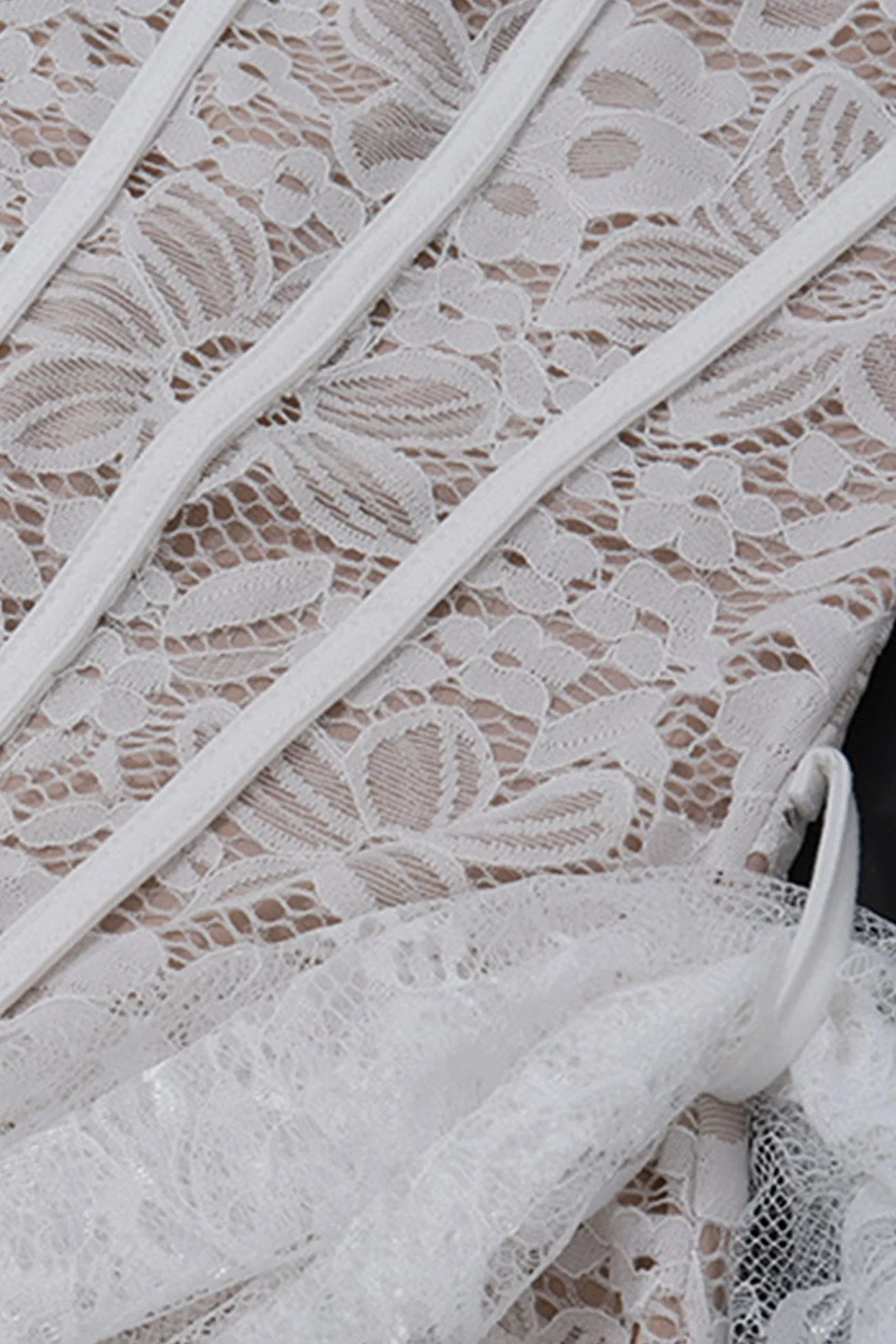 Lace Mesh Corset Strapless Dress