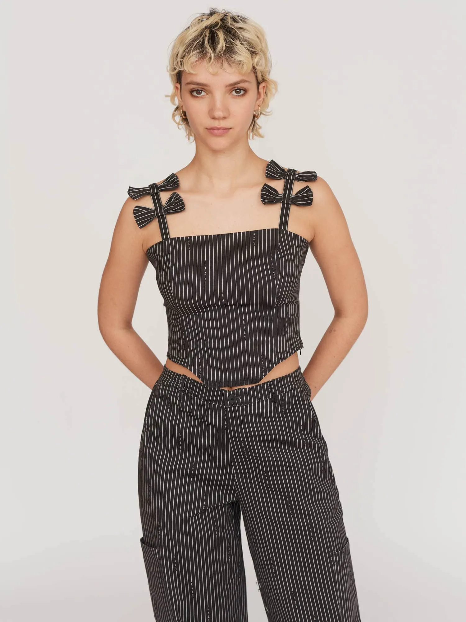 Lazy Pinstripe Corset Top