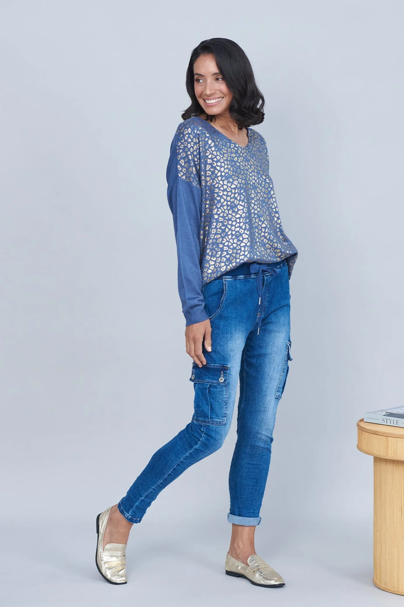 Lillian Blue Denim Jogger