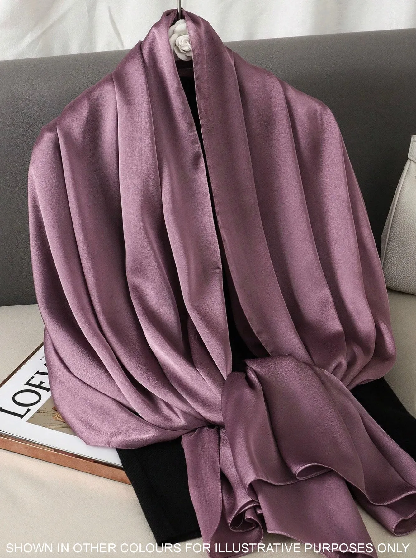 LONG PLAIN SAGE GREEN SATIN SCARF SHAWL WRAP