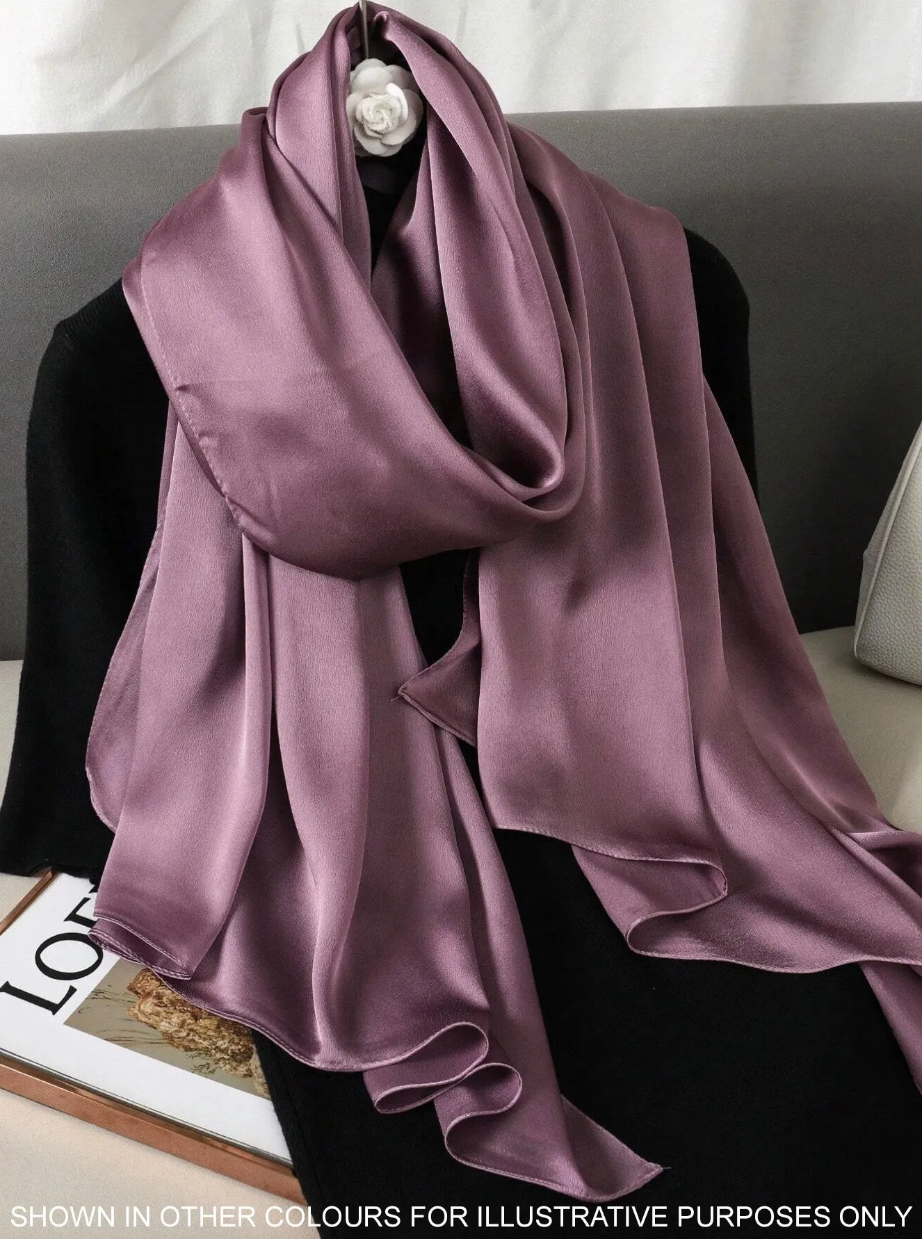 LONG PLAIN SAGE GREEN SATIN SCARF SHAWL WRAP