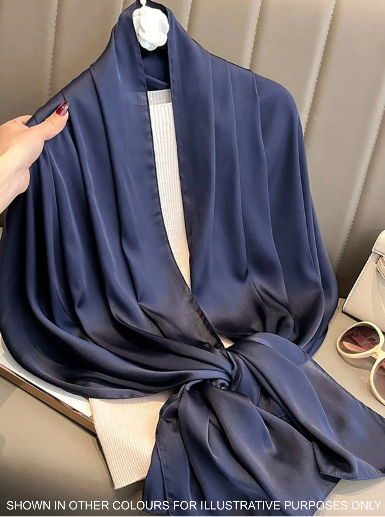 LONG PLAIN SAGE GREEN SATIN SCARF SHAWL WRAP
