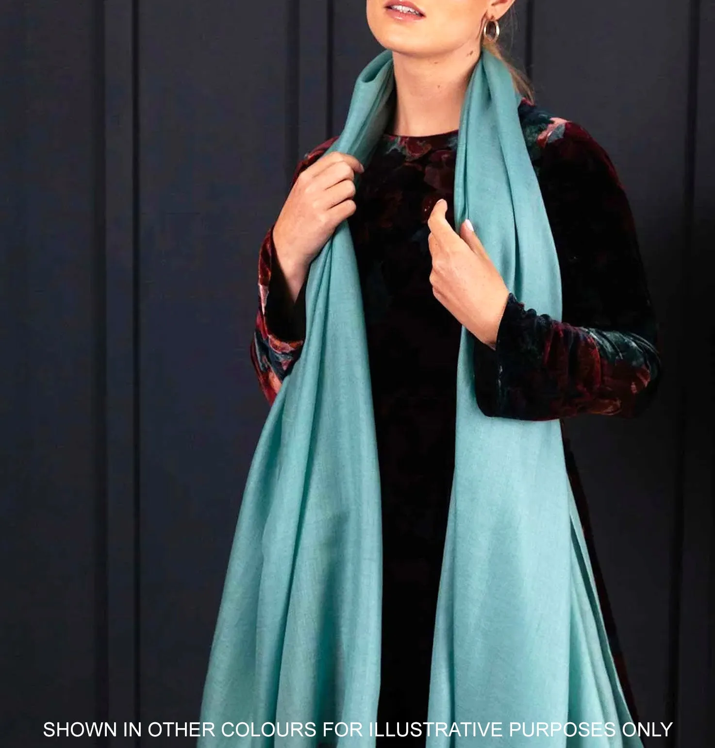 LONG PLAIN SAGE GREEN SATIN SCARF SHAWL WRAP