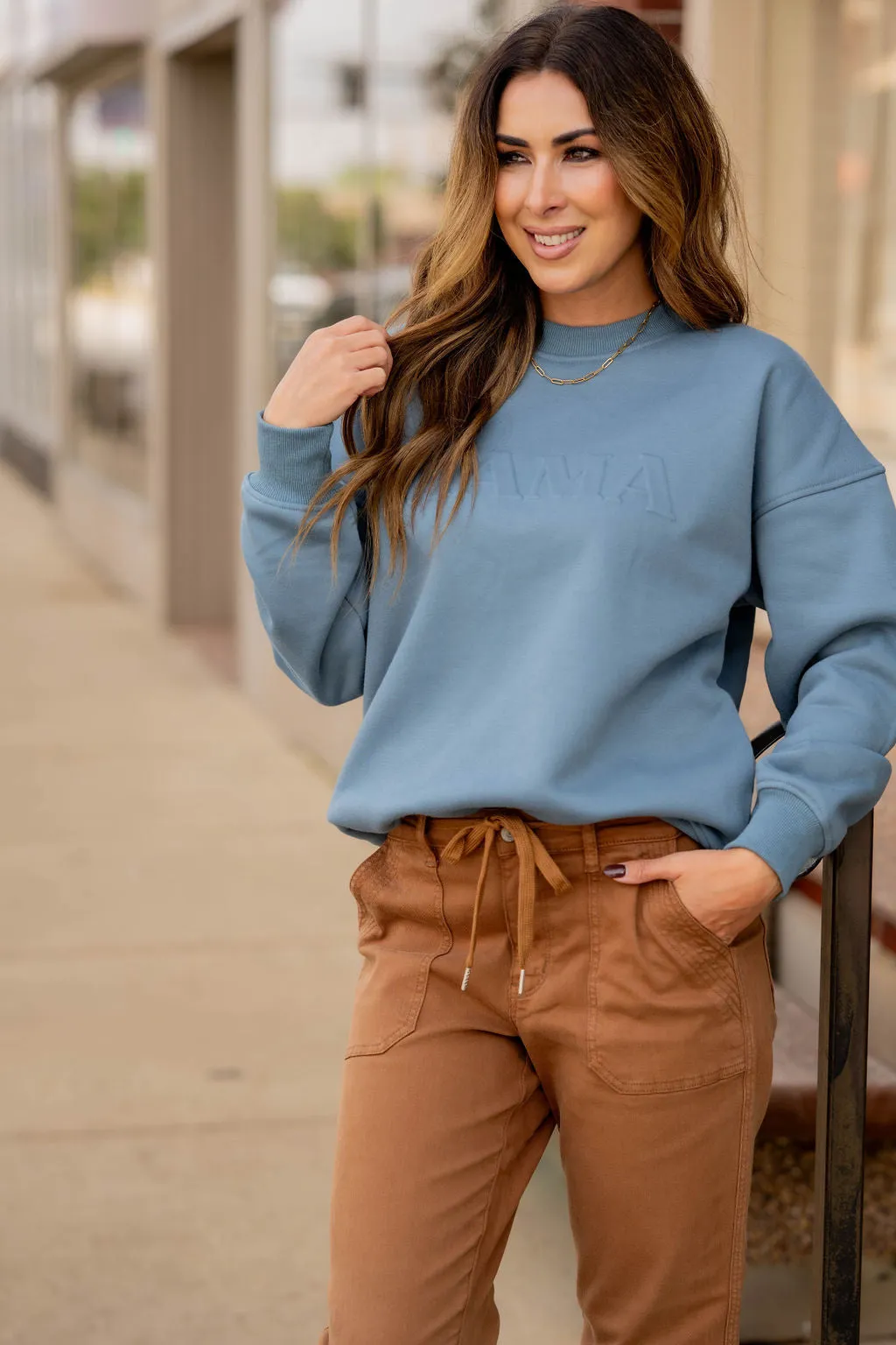 Mama Embossed Crewneck