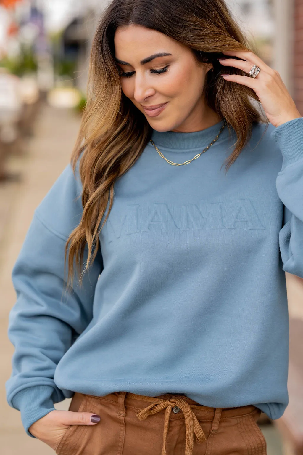 Mama Embossed Crewneck
