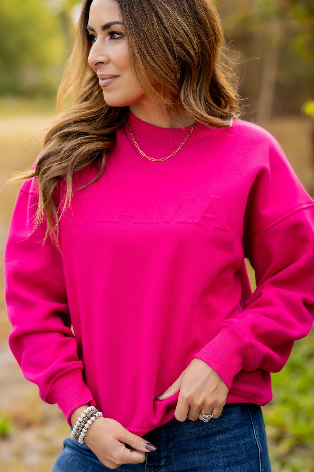 Mama Embossed Crewneck