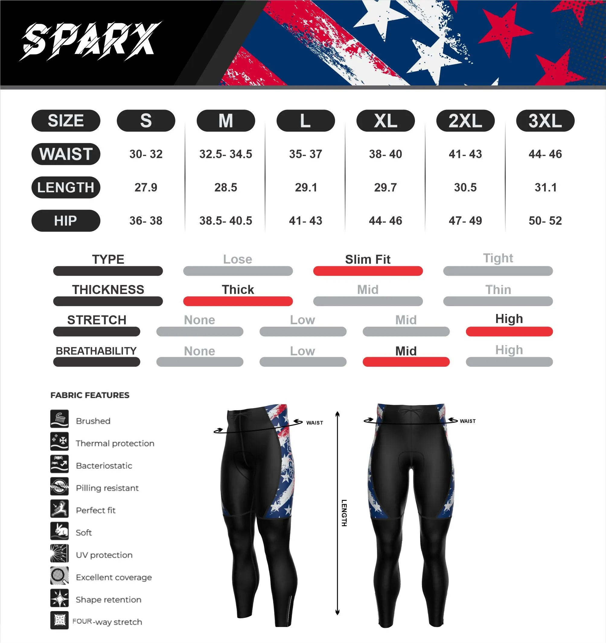 Men US Flag Cycling Tights