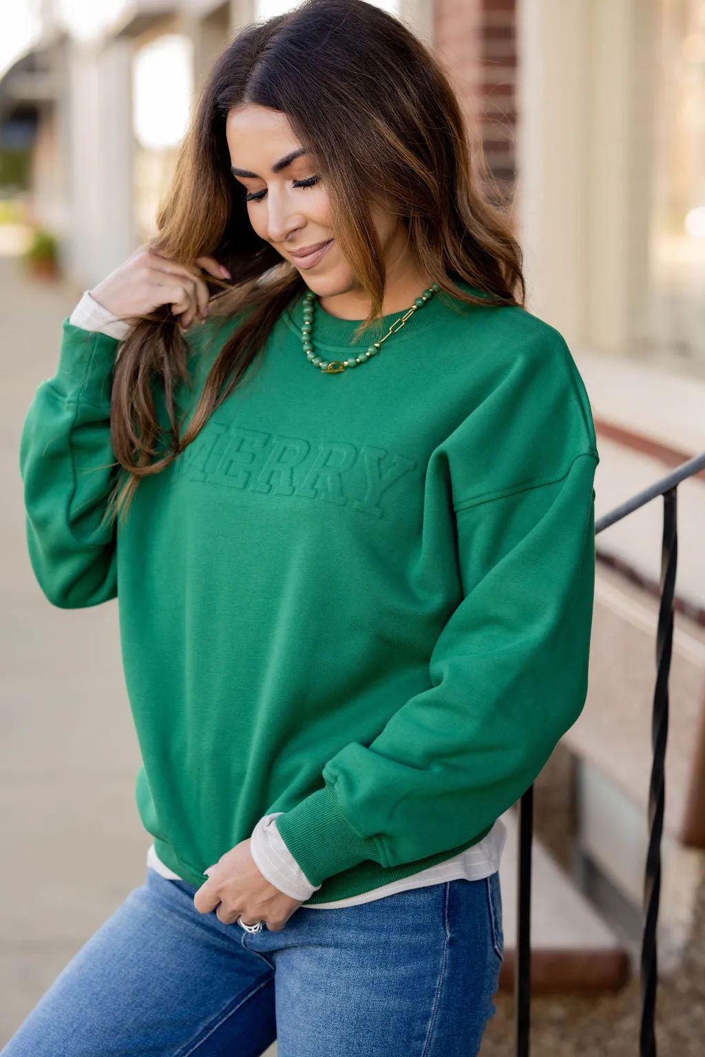 Merry Embossed Crewneck